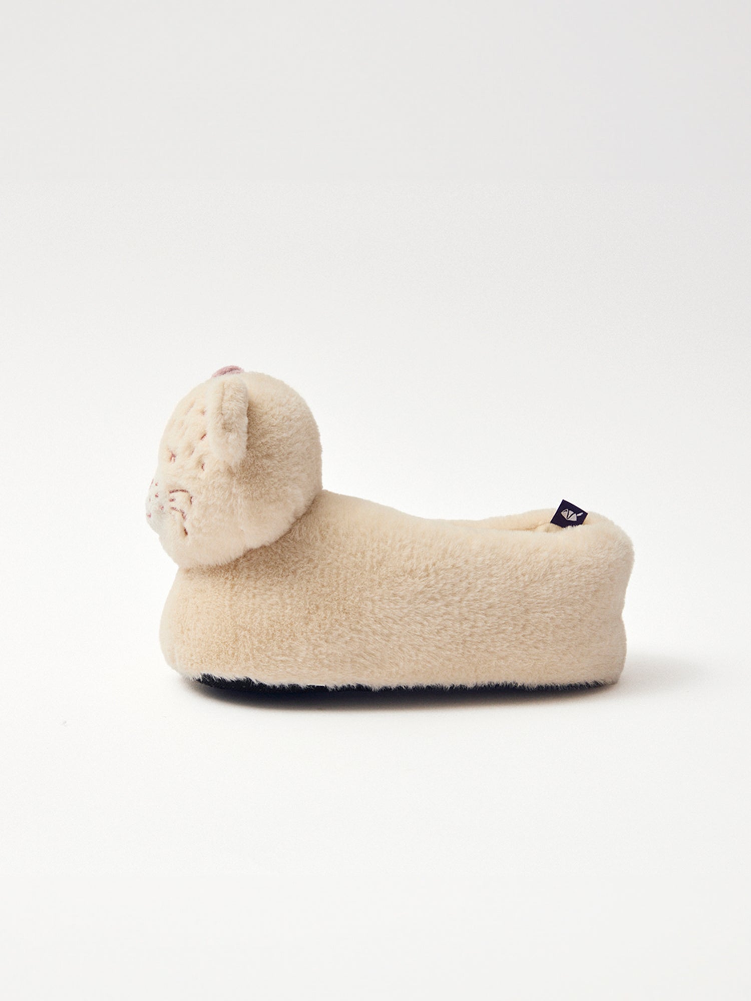 Pantufas bege com cabeça de leopardo para meninas