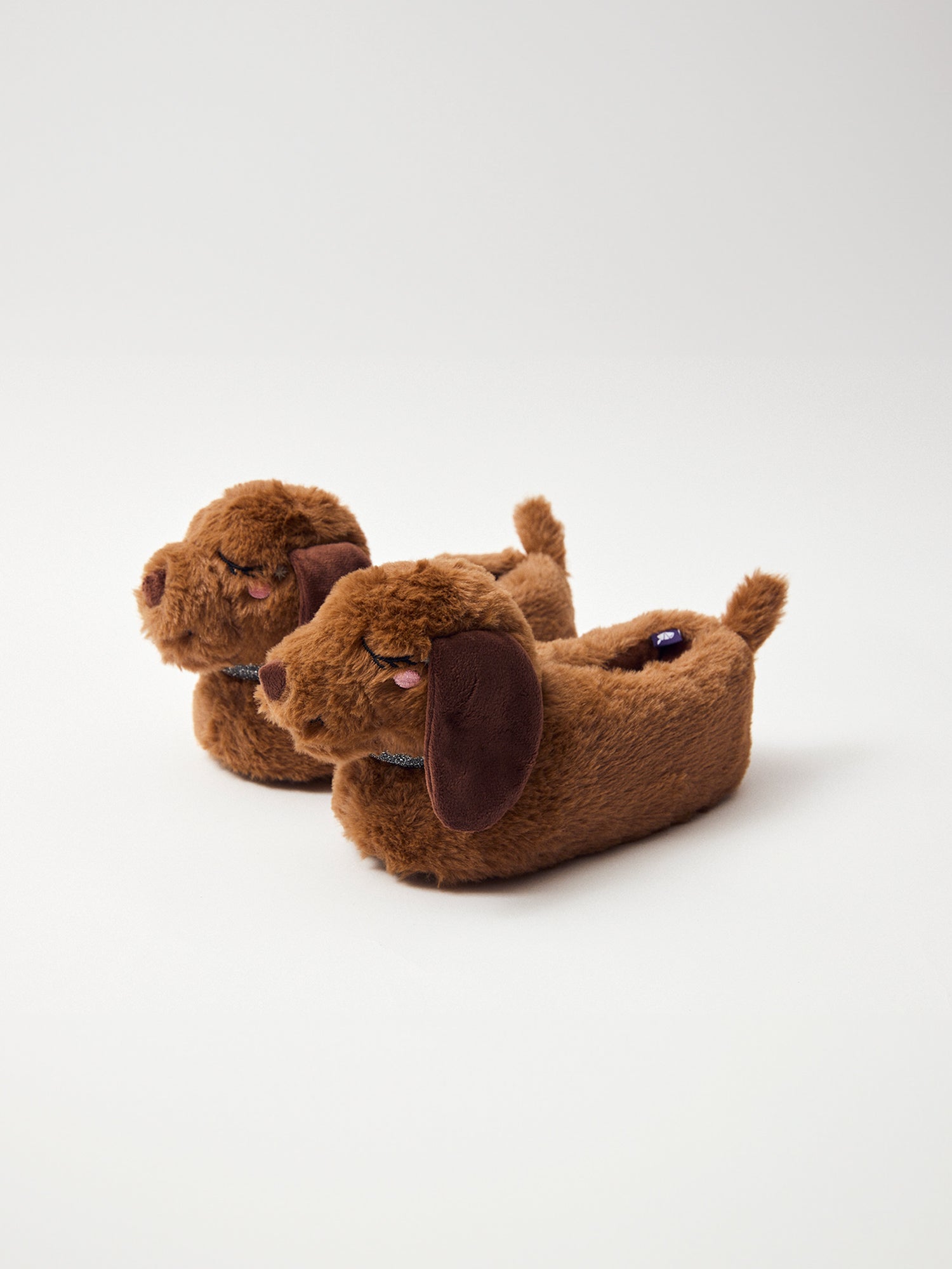 Chaussons marron tête de chien Fille