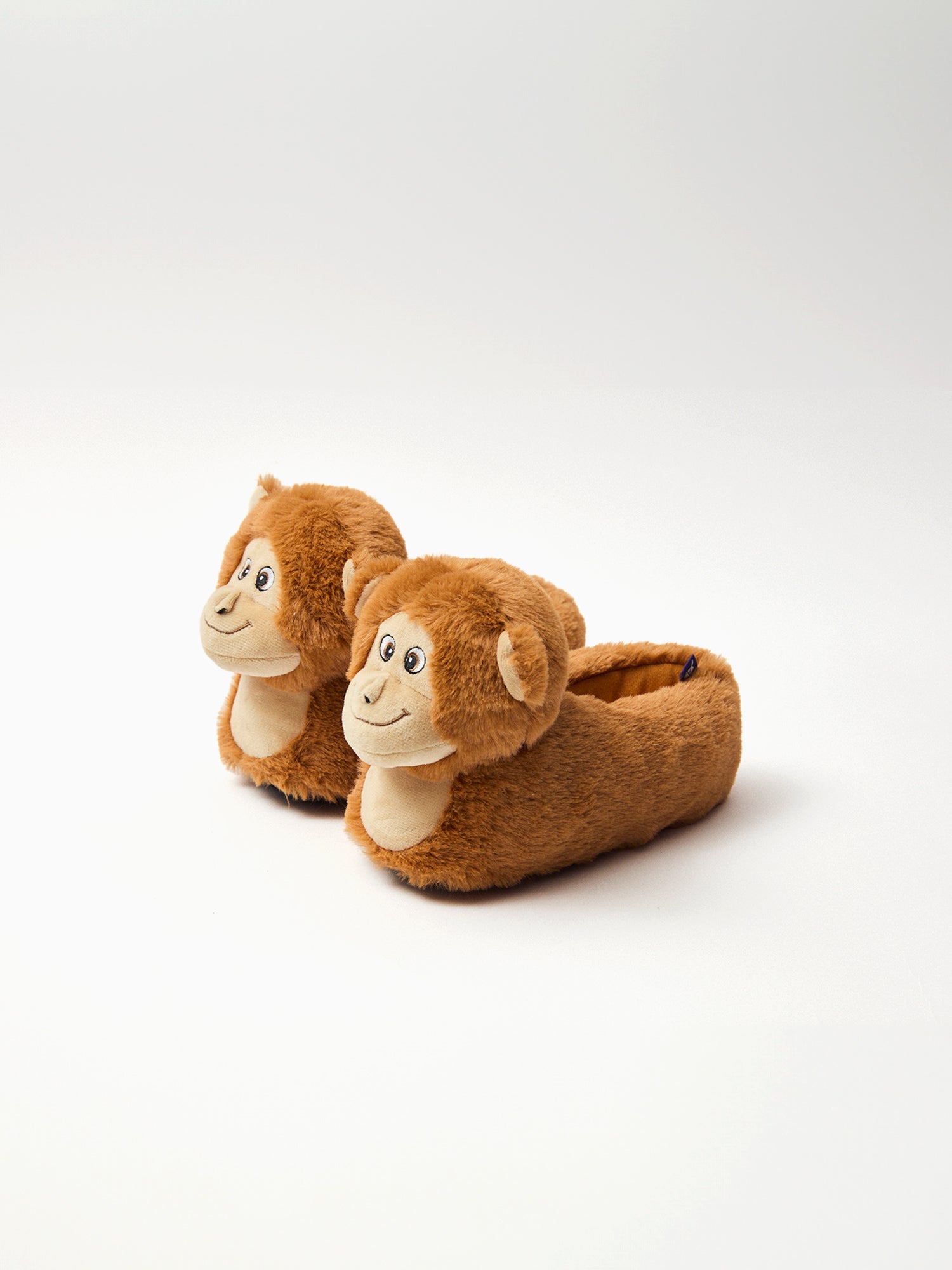 Pantufas marrons com cara de macaco para Meninos