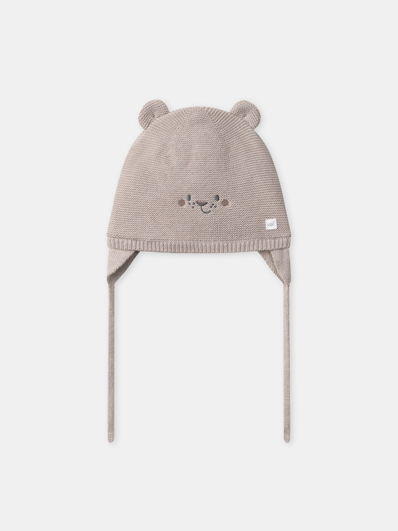 Gorro cinza de malha com rosto de animal para rapazes