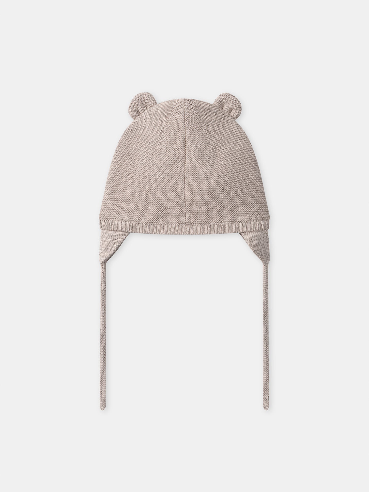 Gorro cinza em malha com rosto de animal para recém-nascido menino