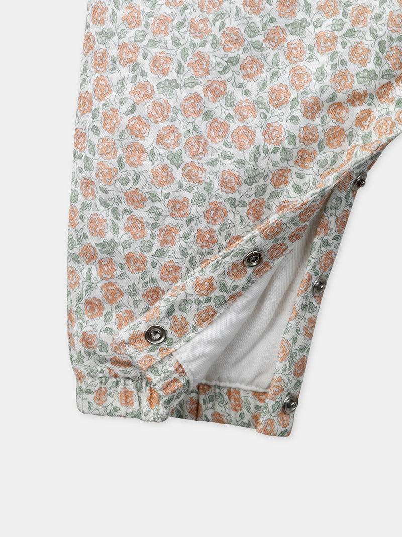 Conjunto de combinação com estampa floral + body + faixa para recém-nascido menina