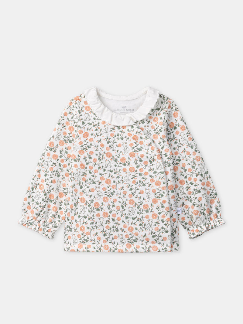 Conjunto de sweatshirt com estampado floral + leggings + meias para recém-nascida