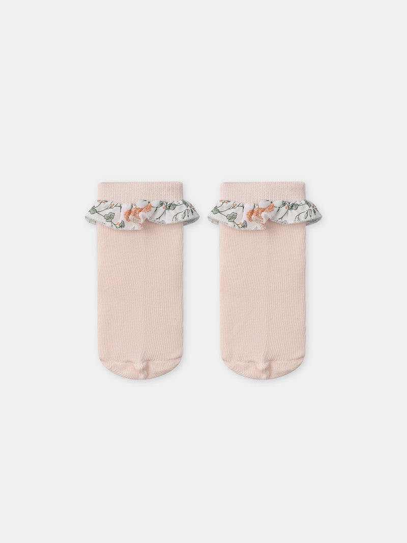 Conjunto de sweatshirt com estampado floral + leggings + meias para recém-nascida