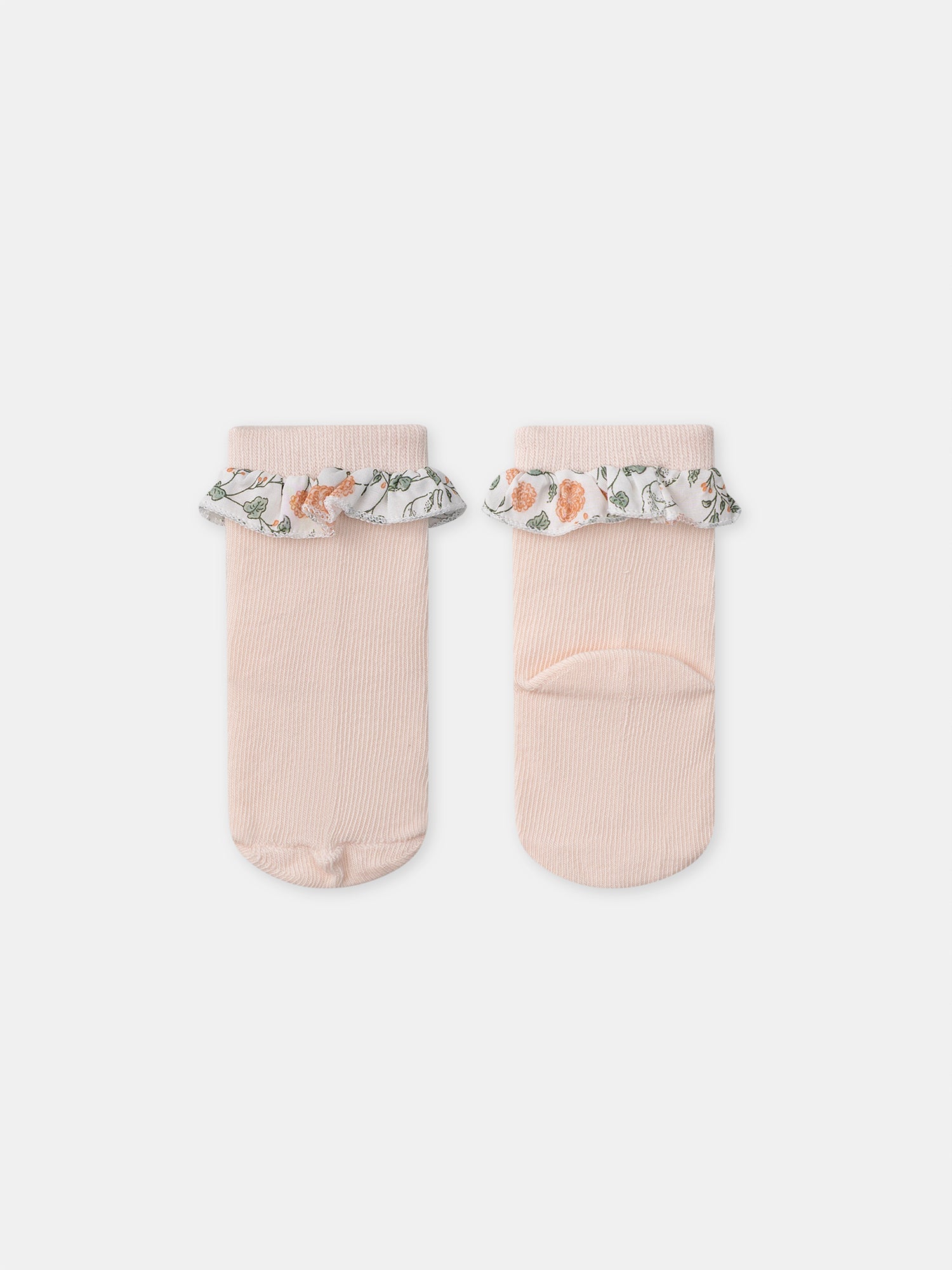 Conjunto de sudadera com estampado floral + leggings + meias para Bebés Meninas