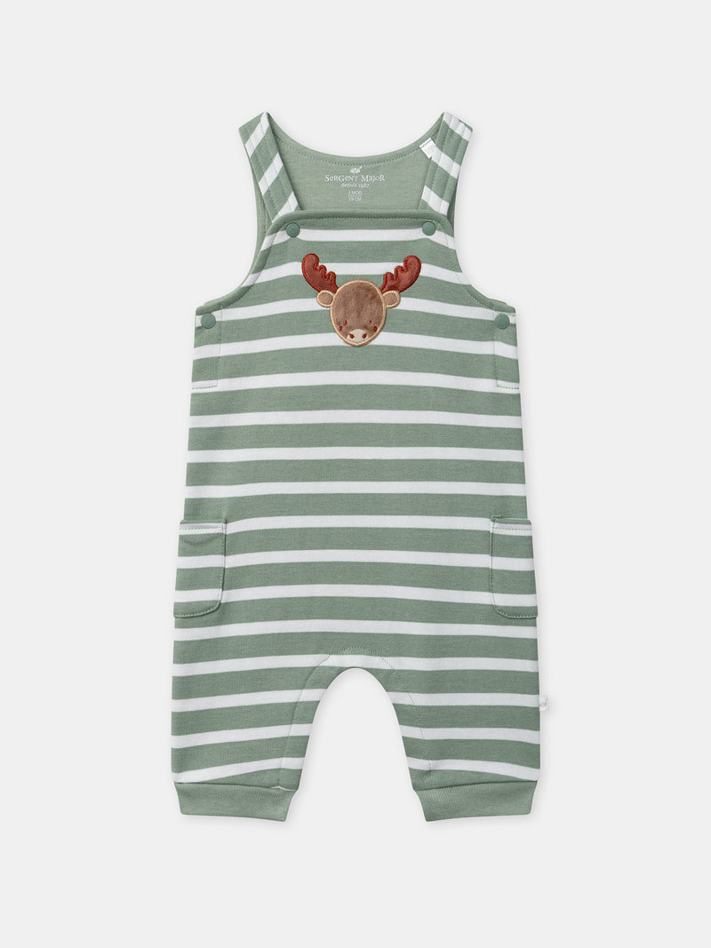 Conjunto riscas verdes + body + meias para menino recém-nascido