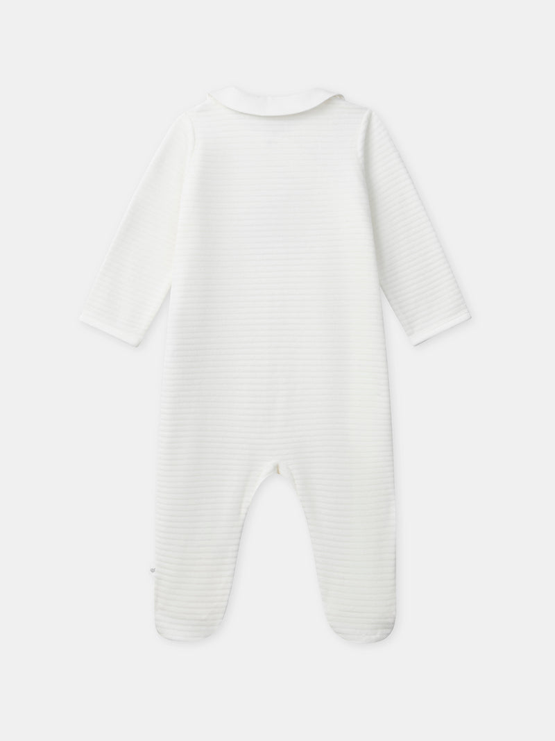 Bodysuit Branco em Veludo com Gola Mista