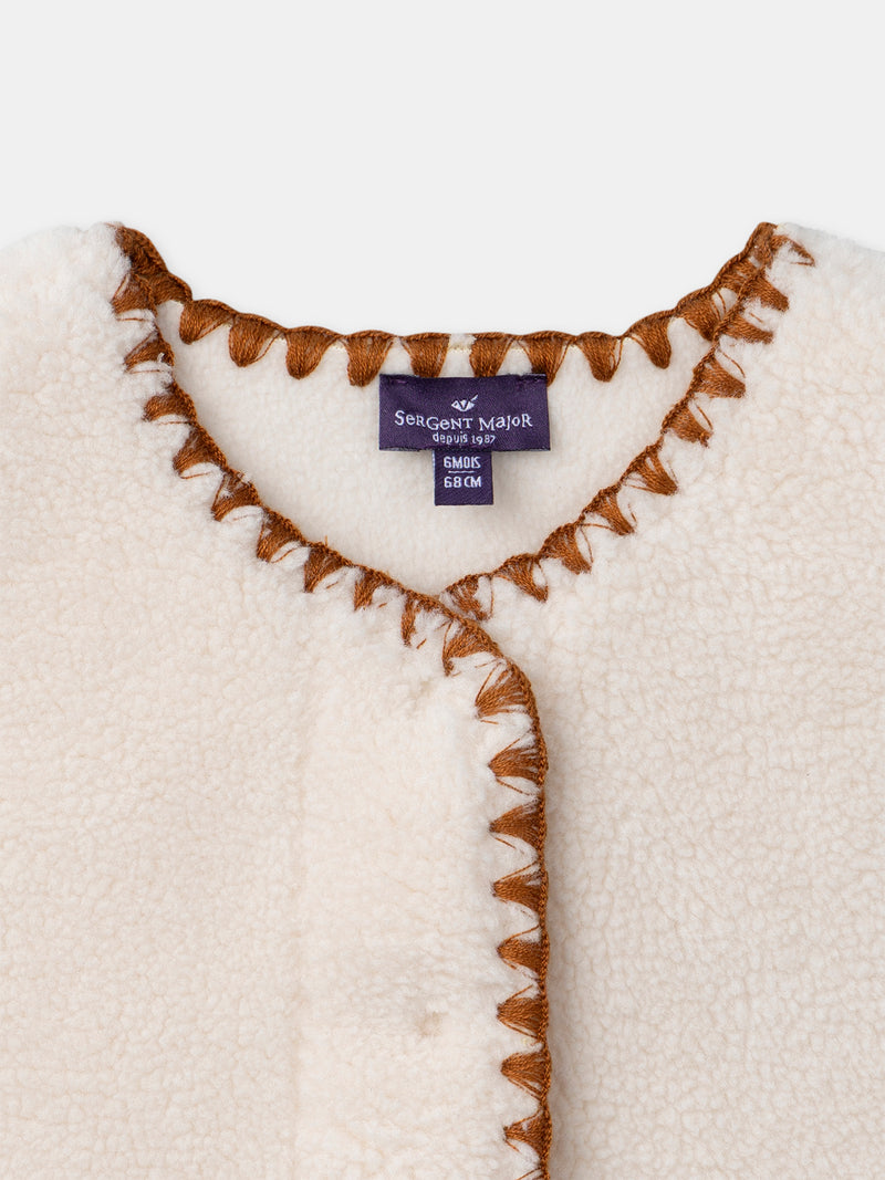 Cardigan ecru sem mangas para bebé rapariga