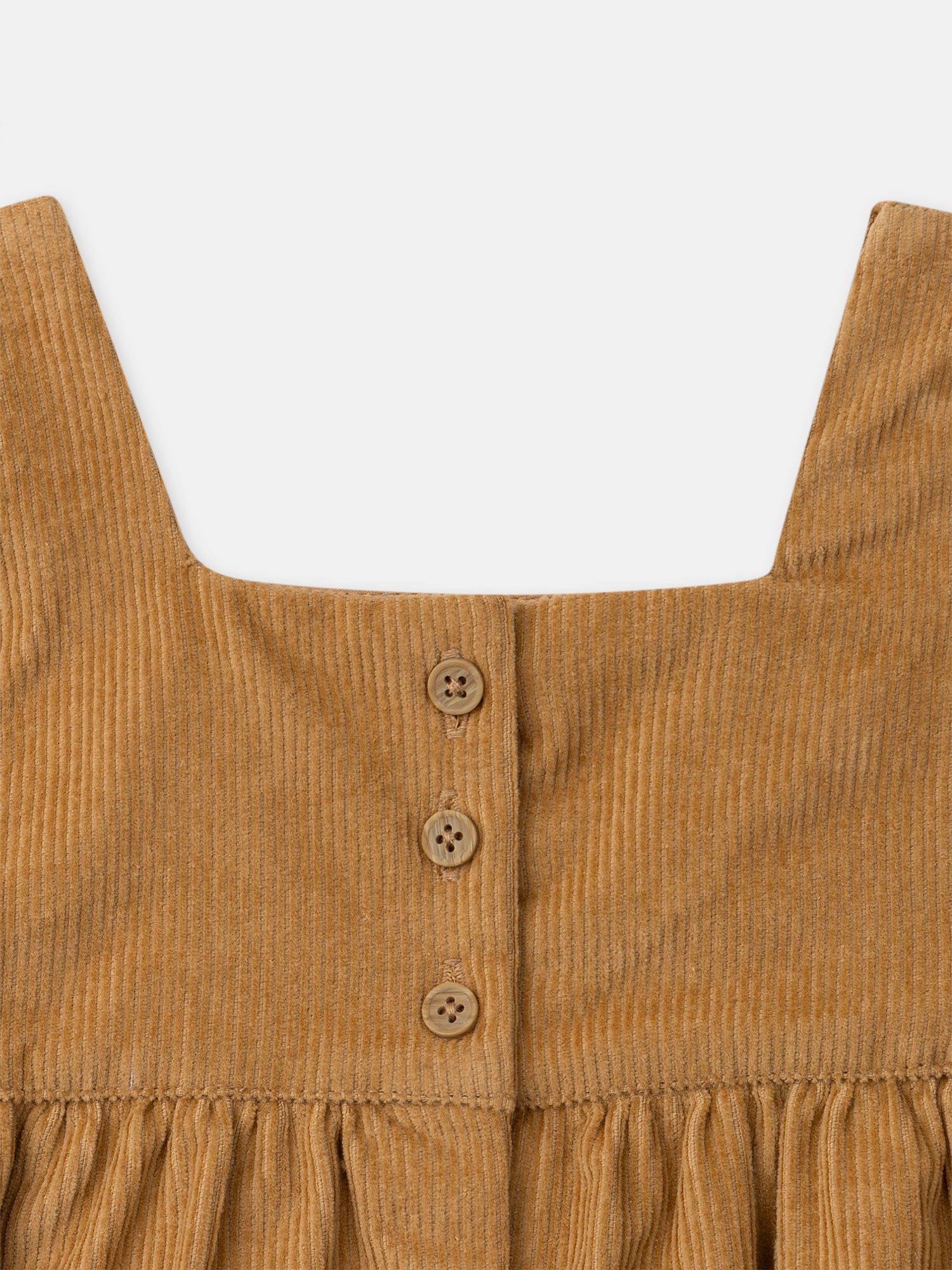 Roupão de veludo castanho com bordados de flores para menina