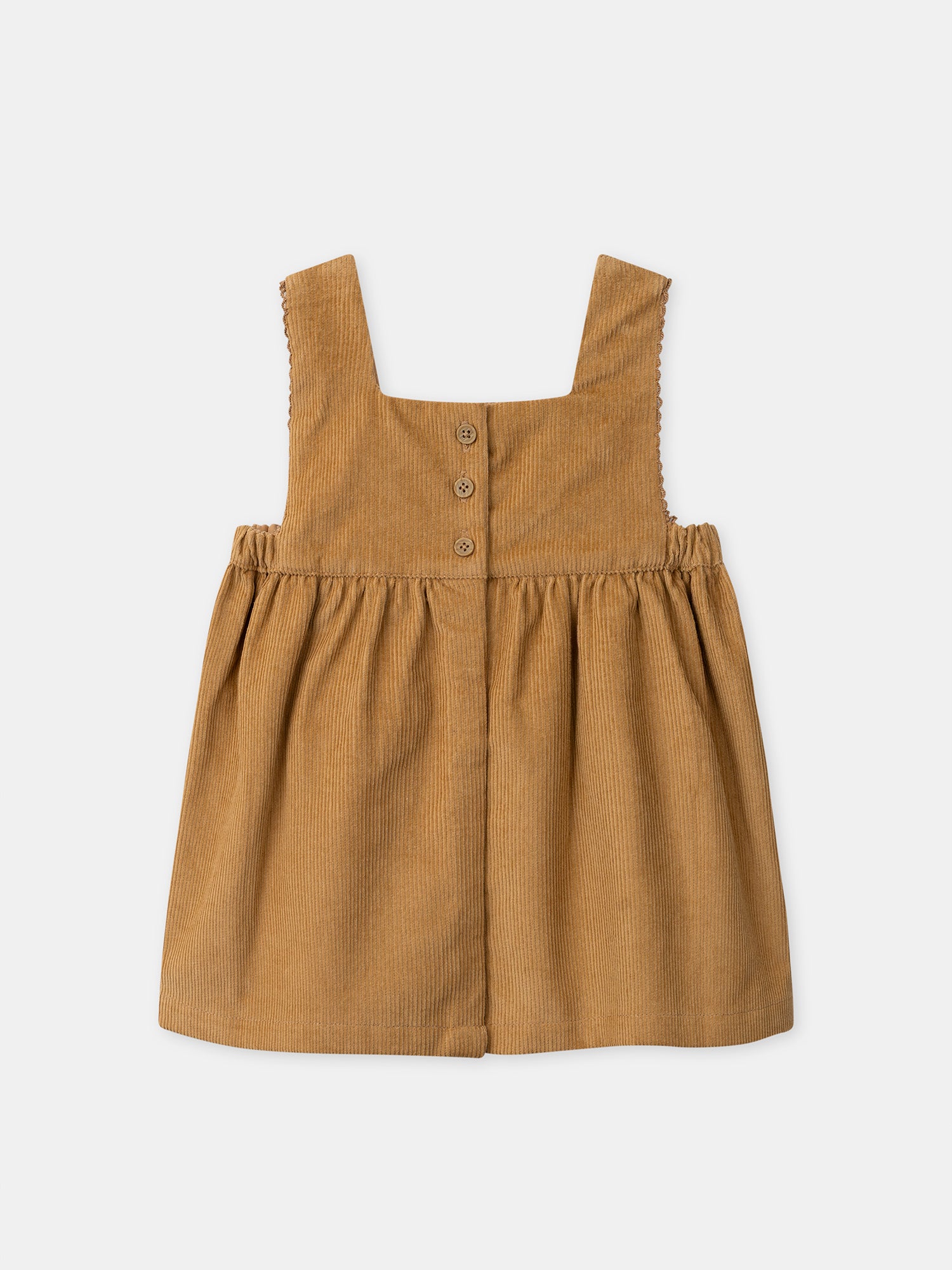 Roupão de veludo castanho com bordados de flores para menina