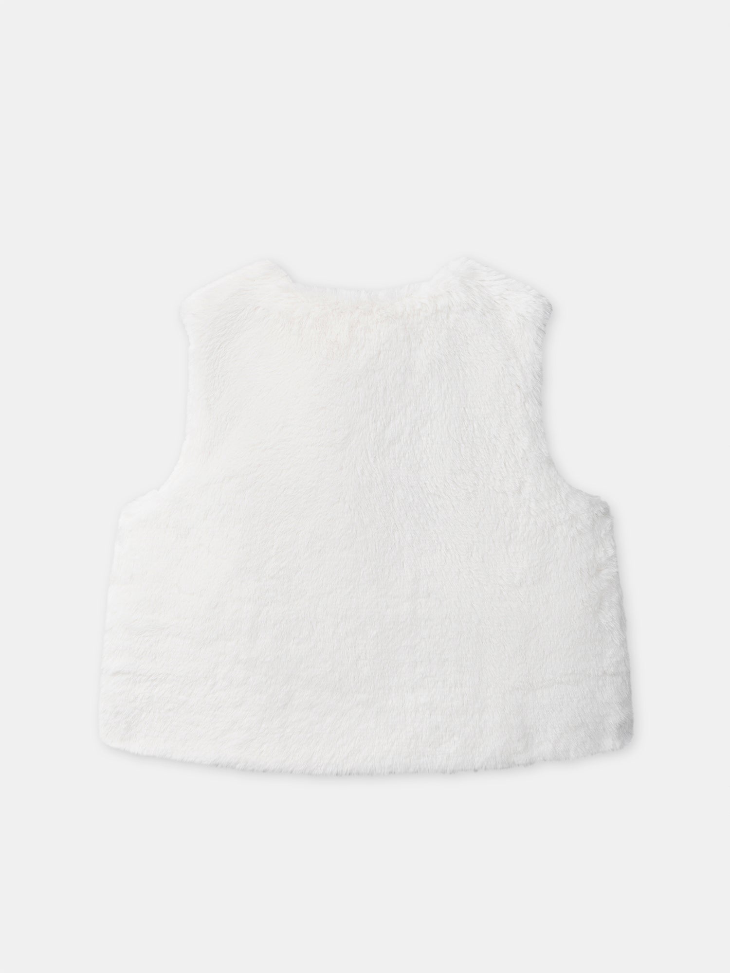 Gilet reversível branco de pele ou estampado floral para menina