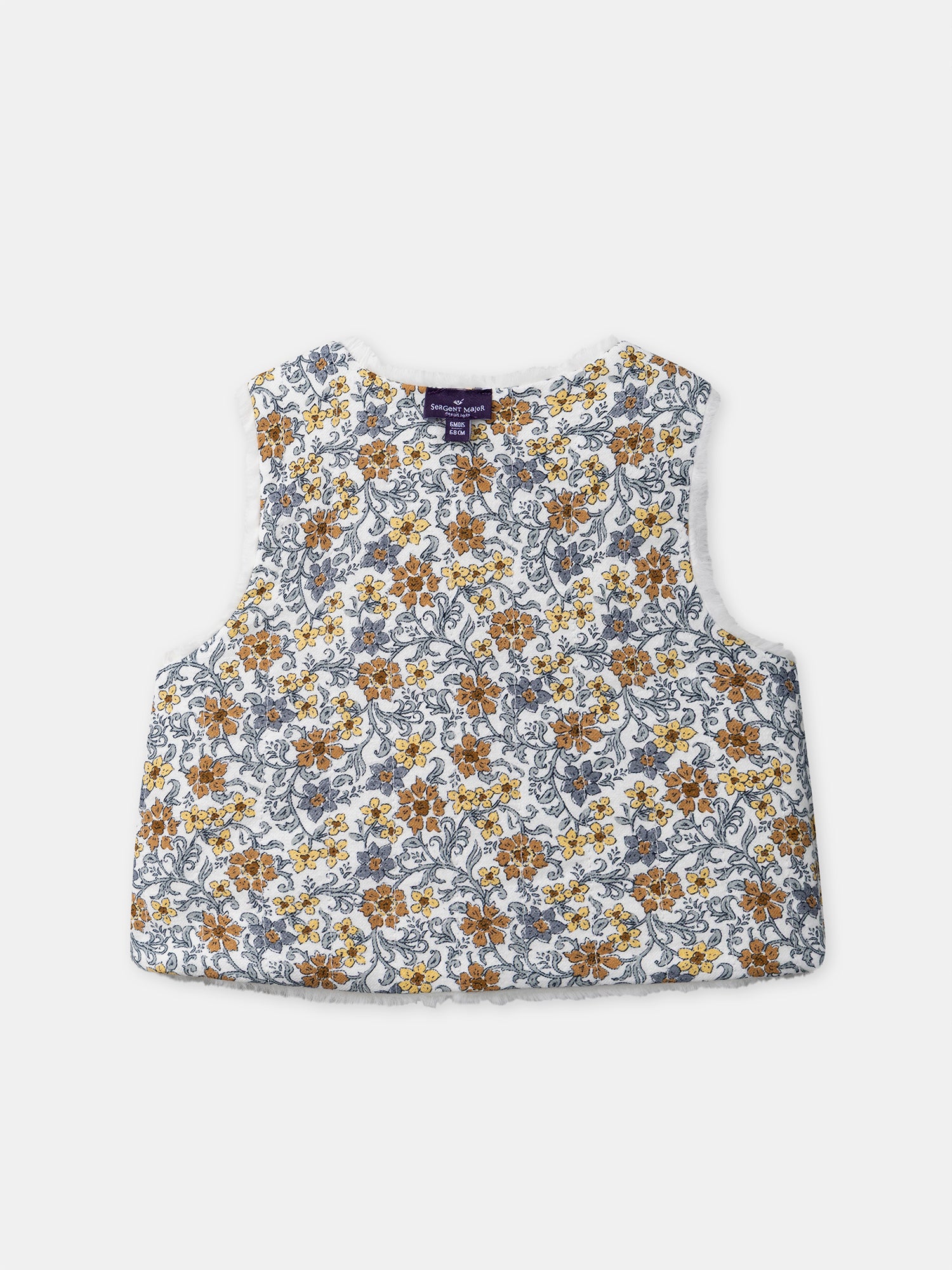 Gilet reversível branco de pele ou estampado floral para menina