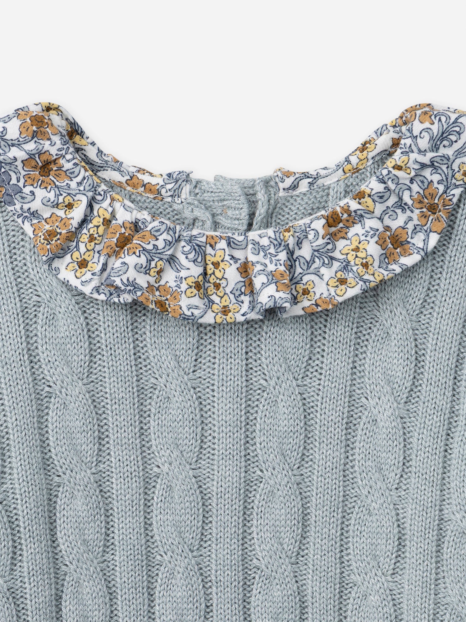 Ensemble pull bleu grisé et legging imprimé fleuri Bébé Fille