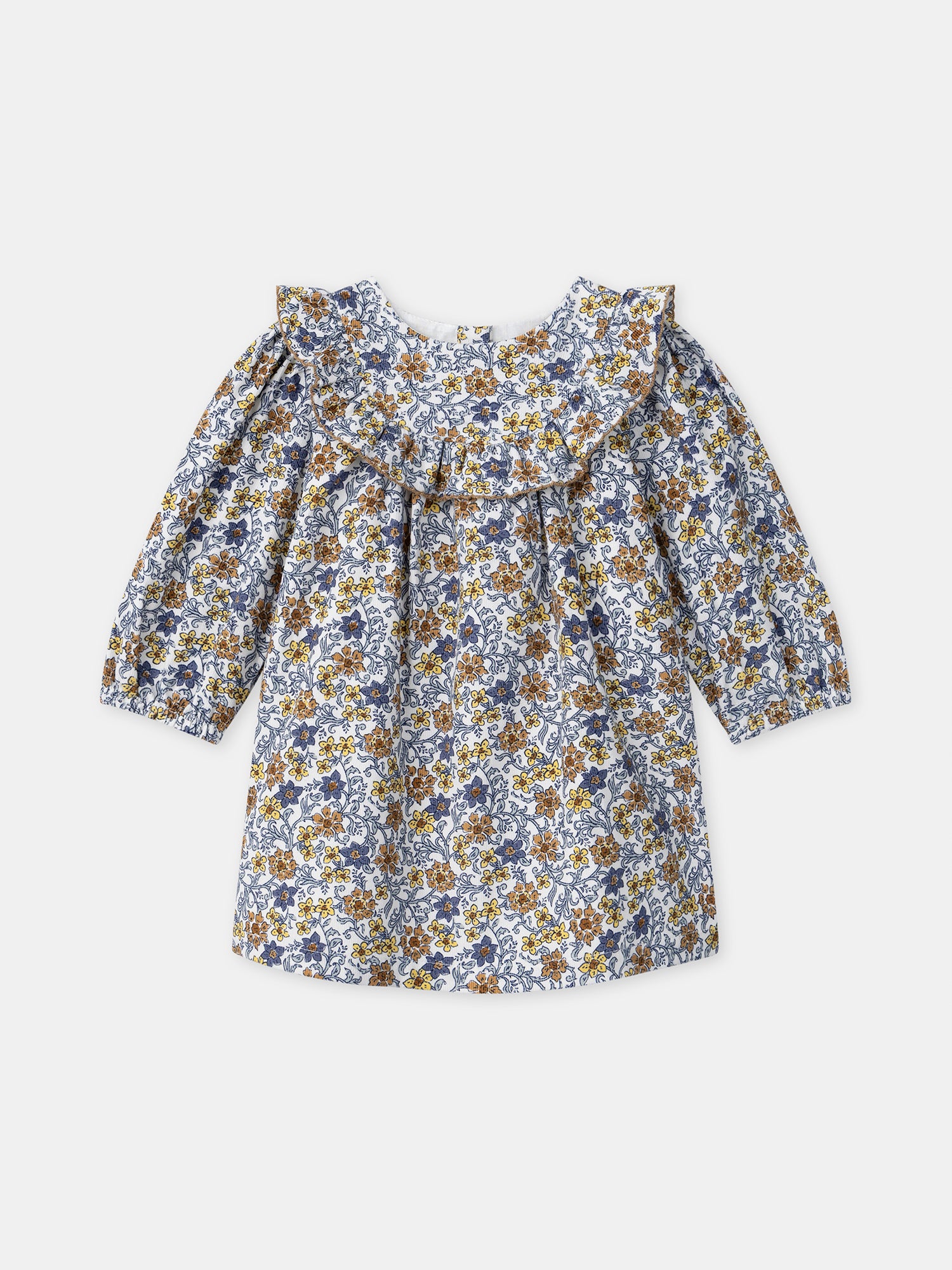 Vestido de Veludo Impressão Floral para Bebés Meninas