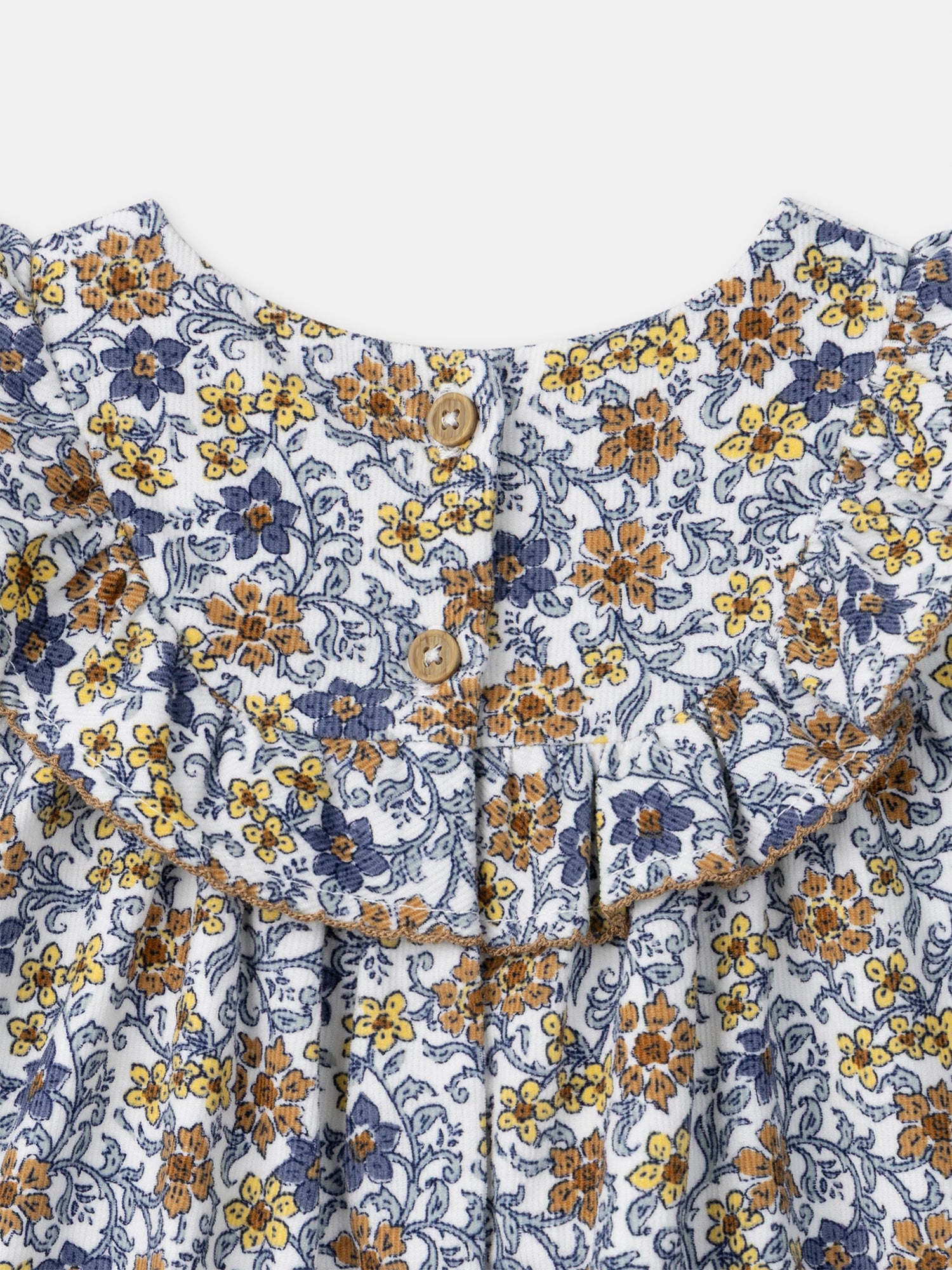 Vestido em veludo com estampa floral para meninas