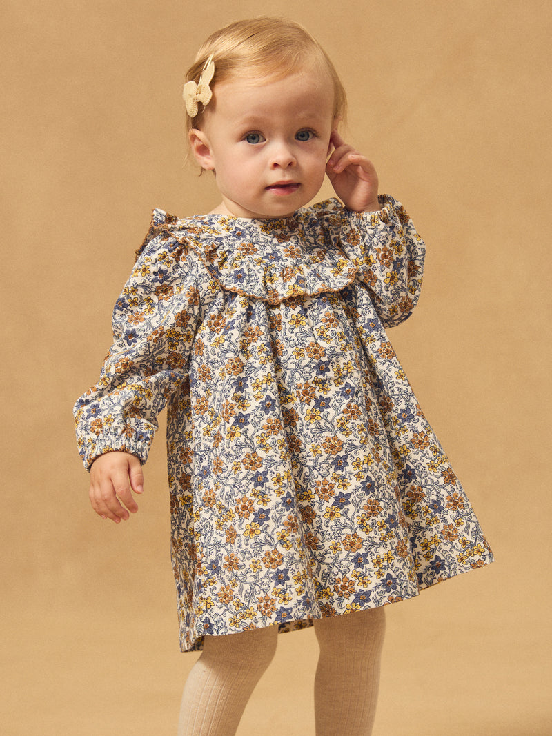 Robe imprimé fleuri en velours Bébé Fille