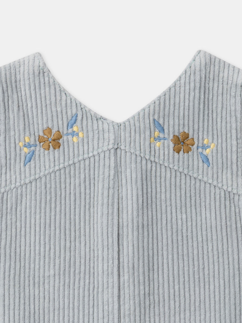 Salopete de veludo azul cinza para Menina Bebé
