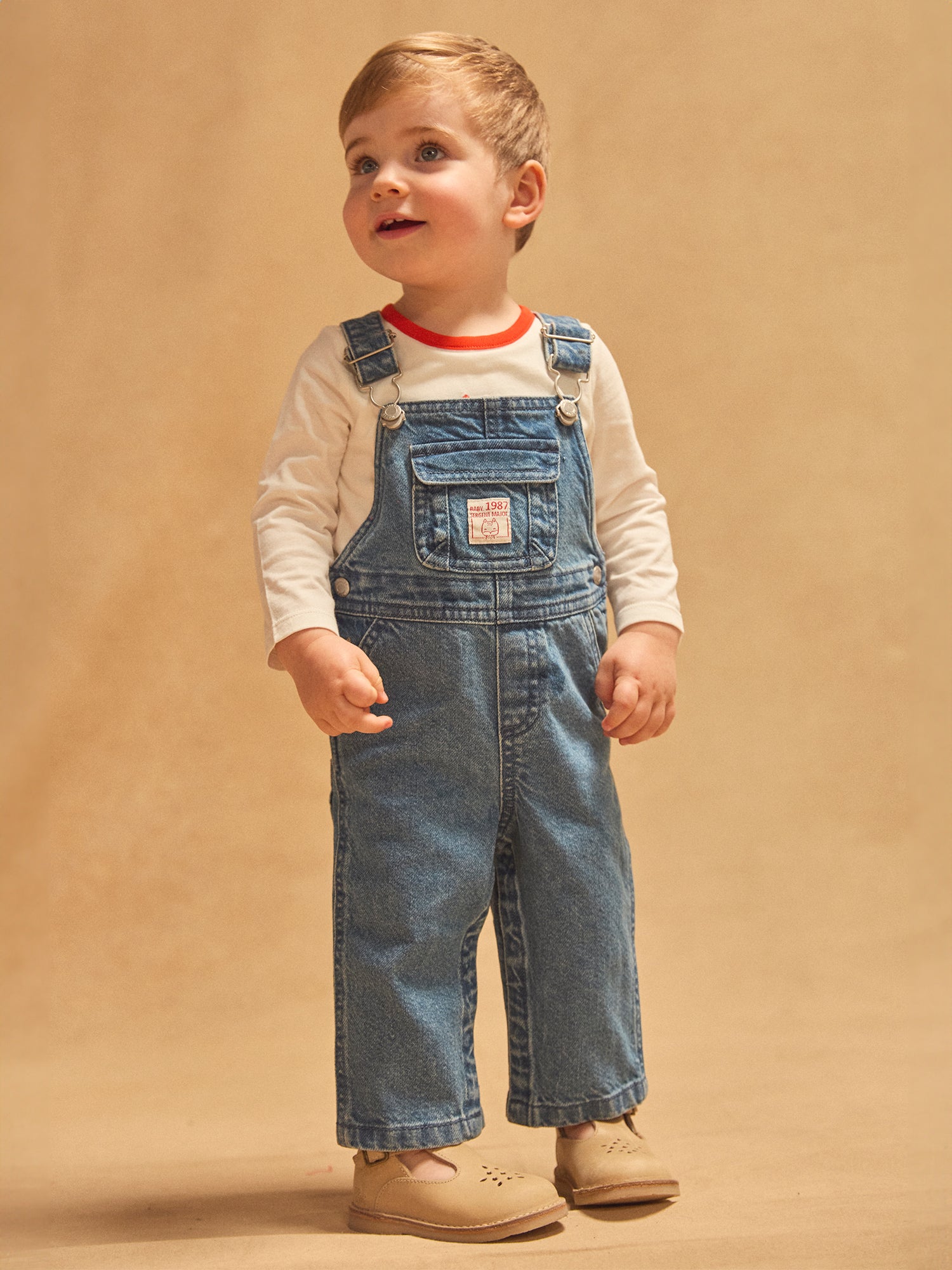 Salopete em denim azul para bebé menino