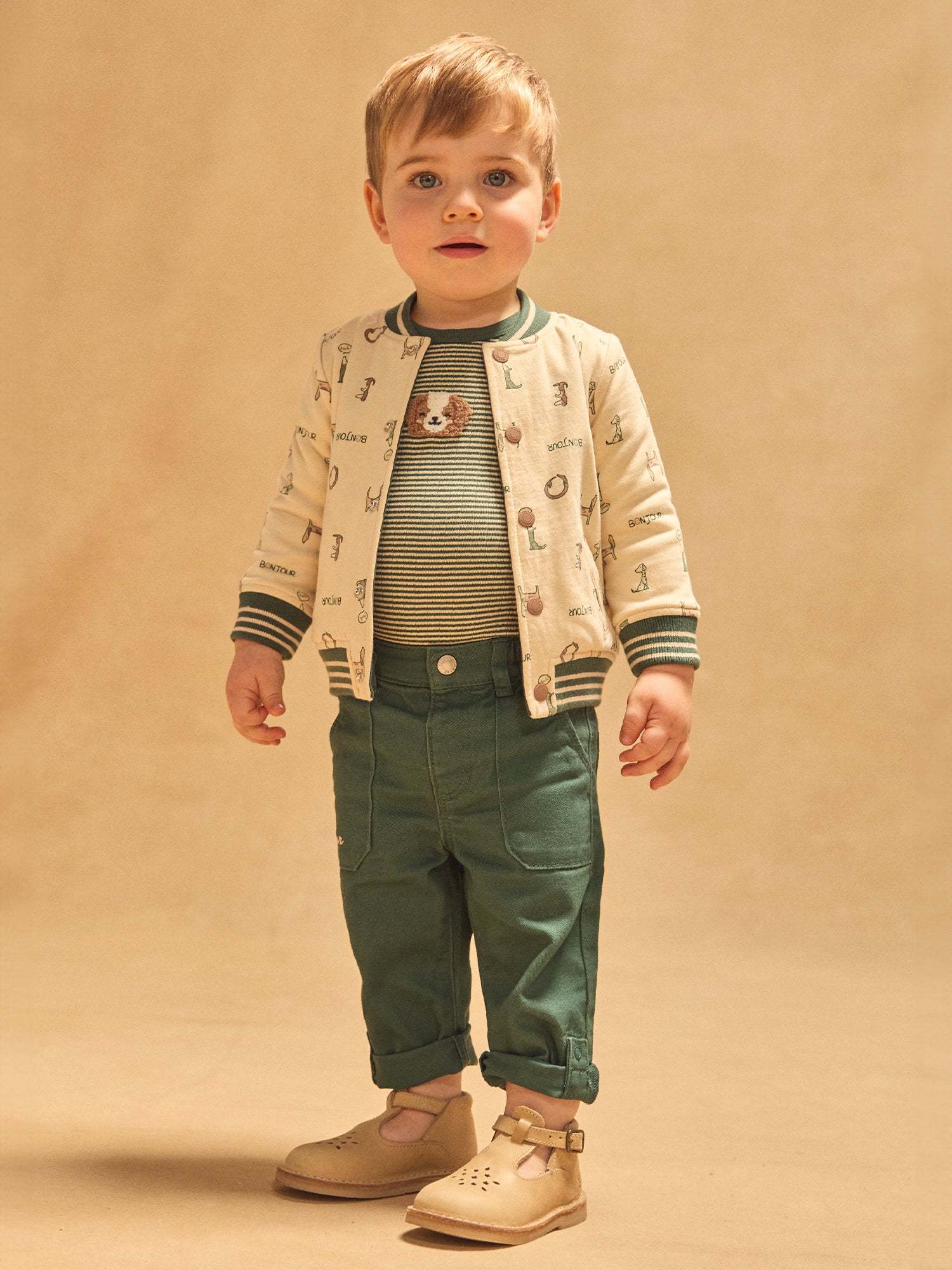 Calças Verde Escuro Retráteis para Bebé Menino