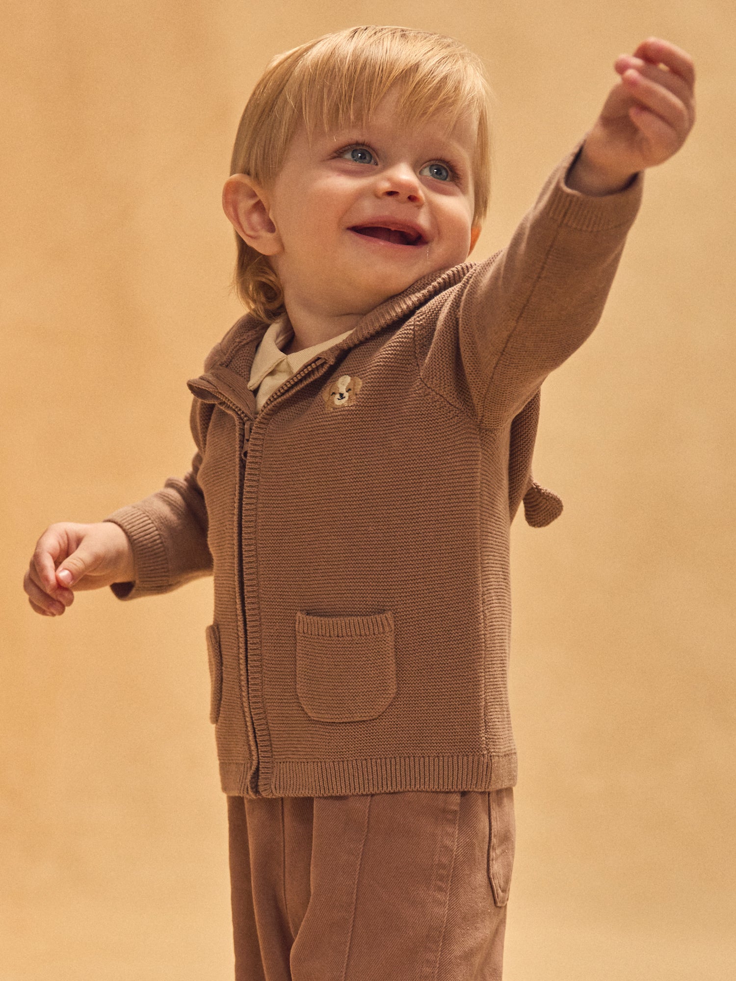 Cardigan de Malha Castanho Bebé Garoto