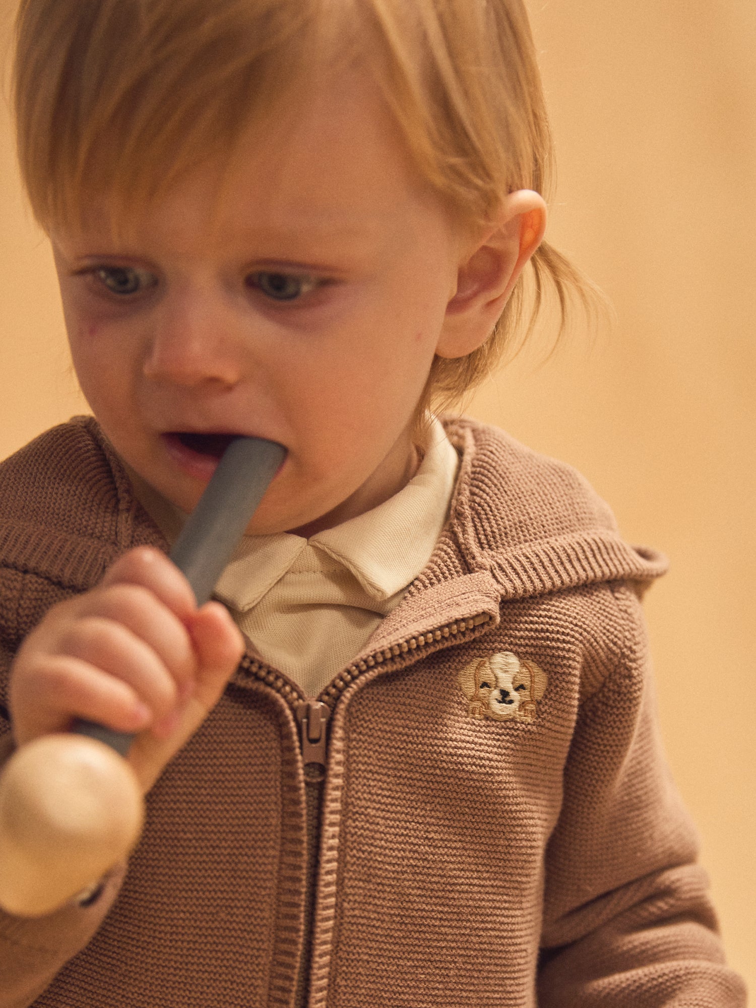 Cardigan de Malha Castanho Bebé Garoto