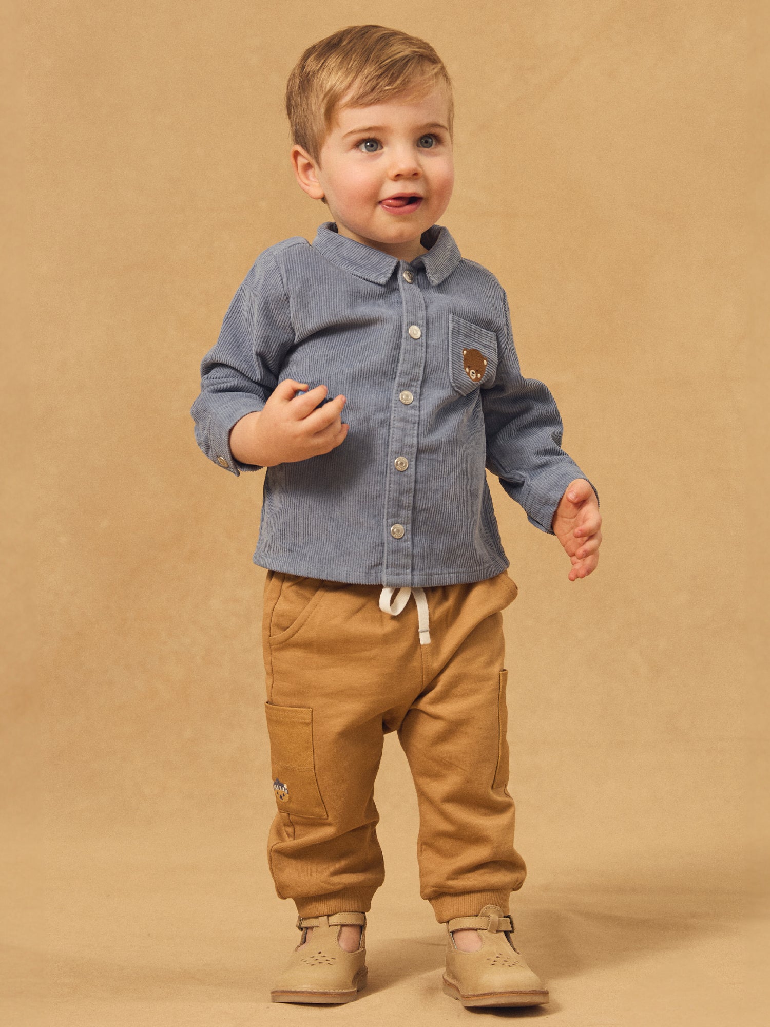 Camisa em veludo azul gris bebé rapariga