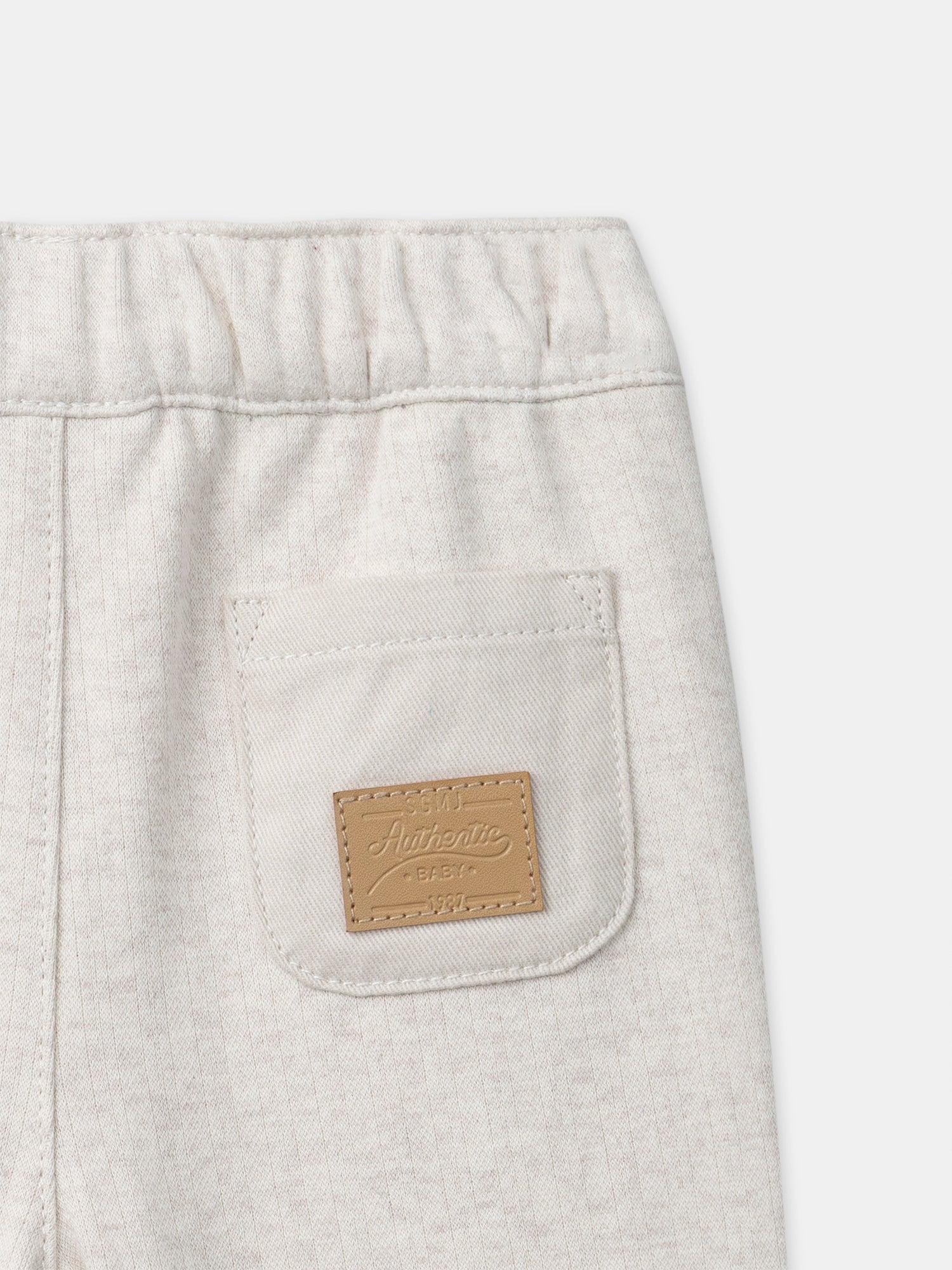 Calças ecru com rosto de animal para bebé menino