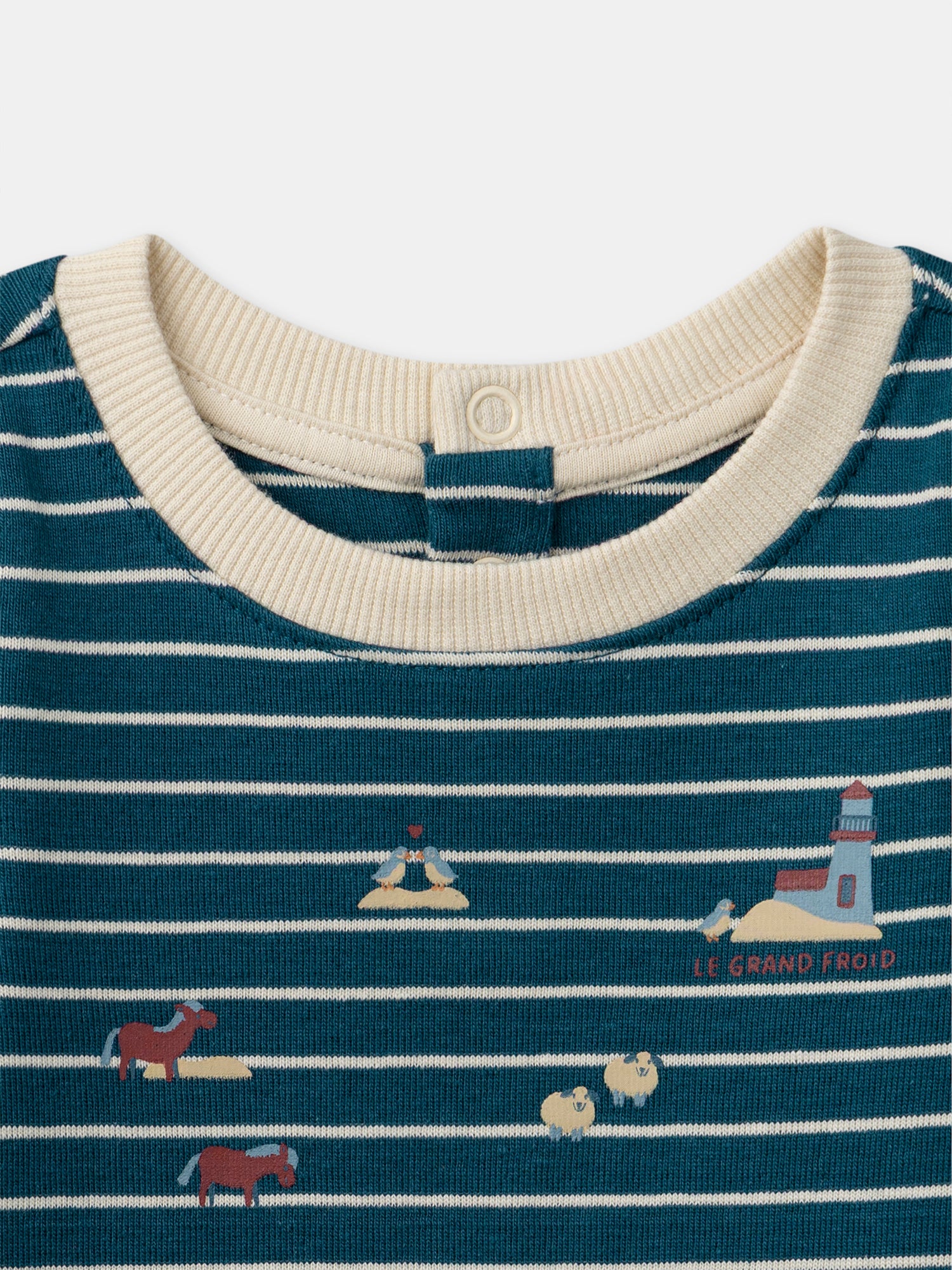 T-shirt Ecru de Manga Larga com Estampados de Animais para Bebé Menino