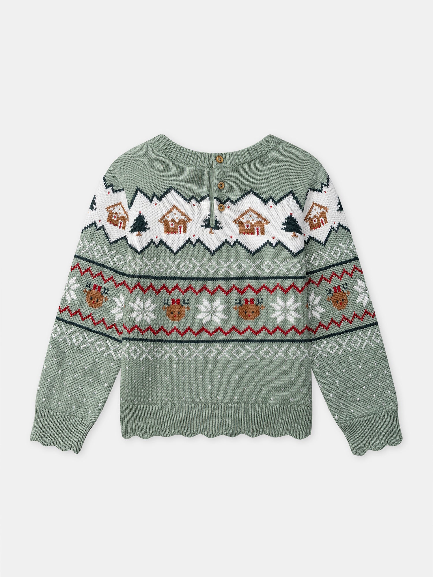 Pullover de Natal verde sálvia para meninas