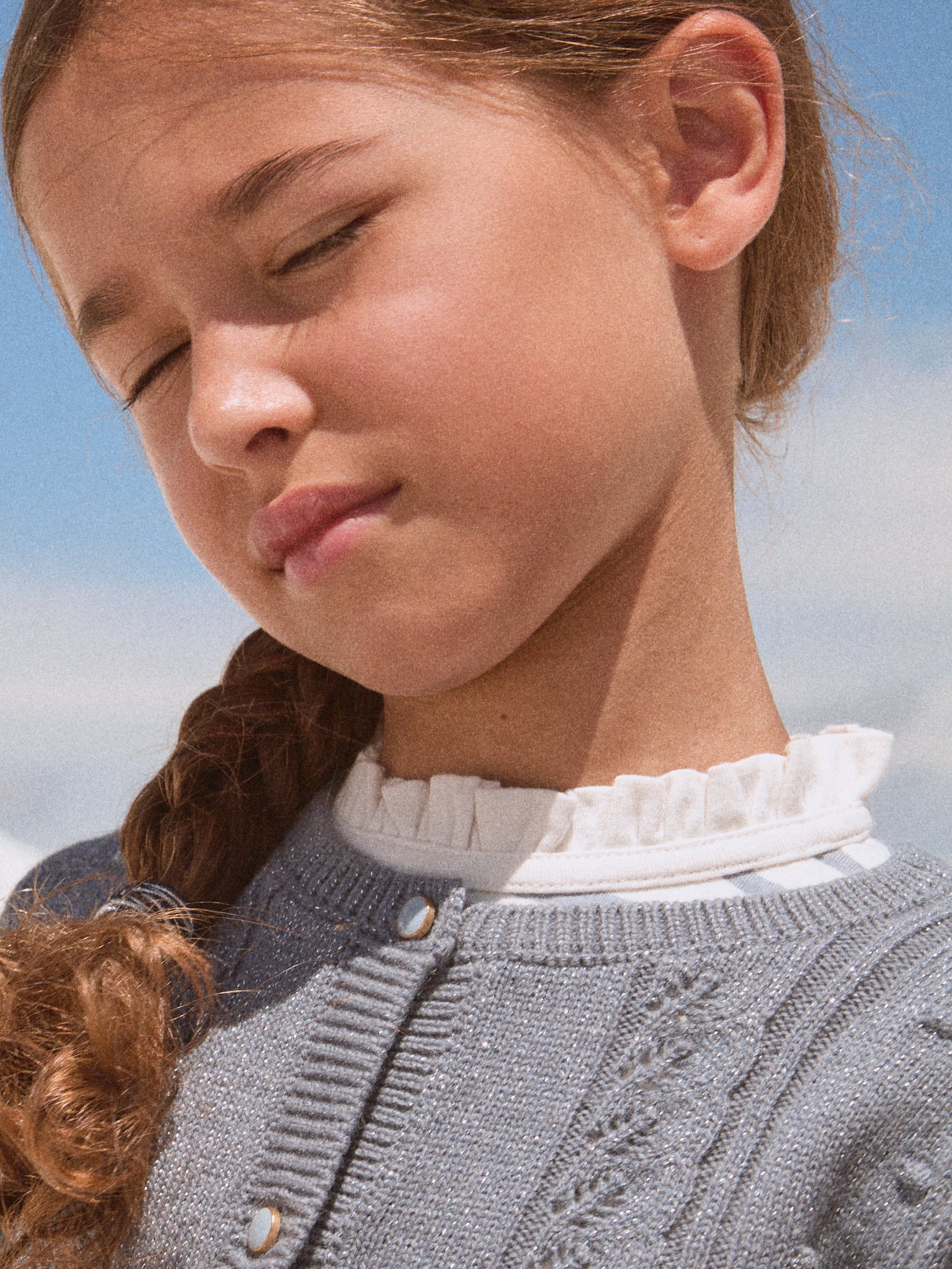 Cardigan Azul Acinzentado para Meninas