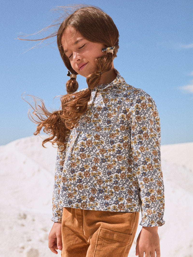 Blouse à col claudine imprimé fleuri Fille