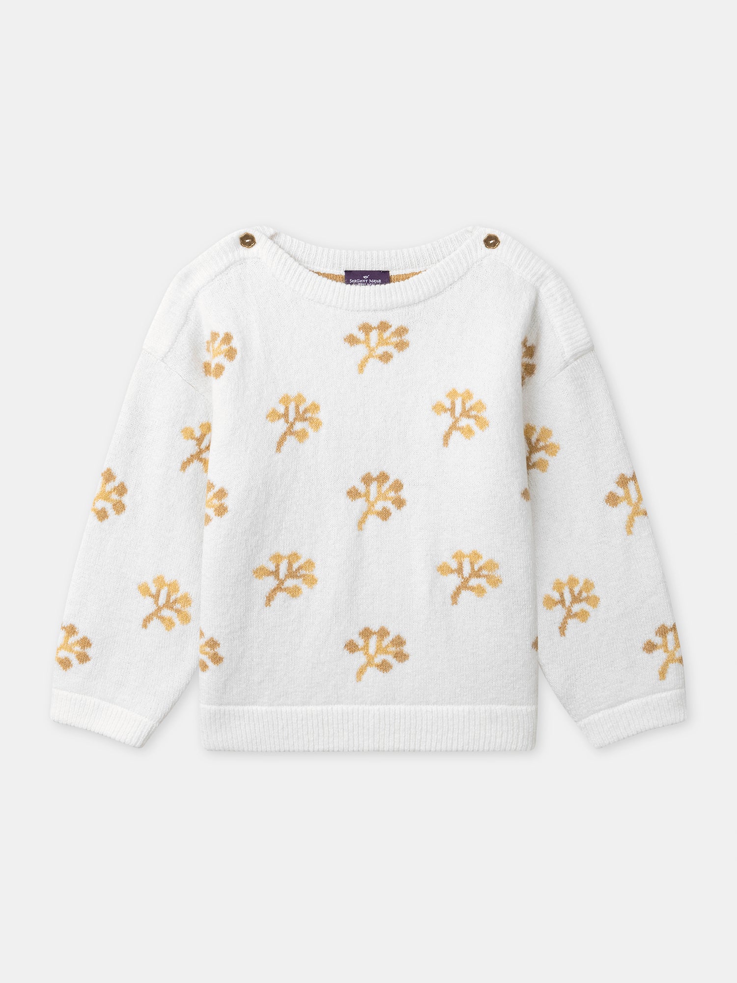 Pullover branco com padrões de flores amarelas para Menina