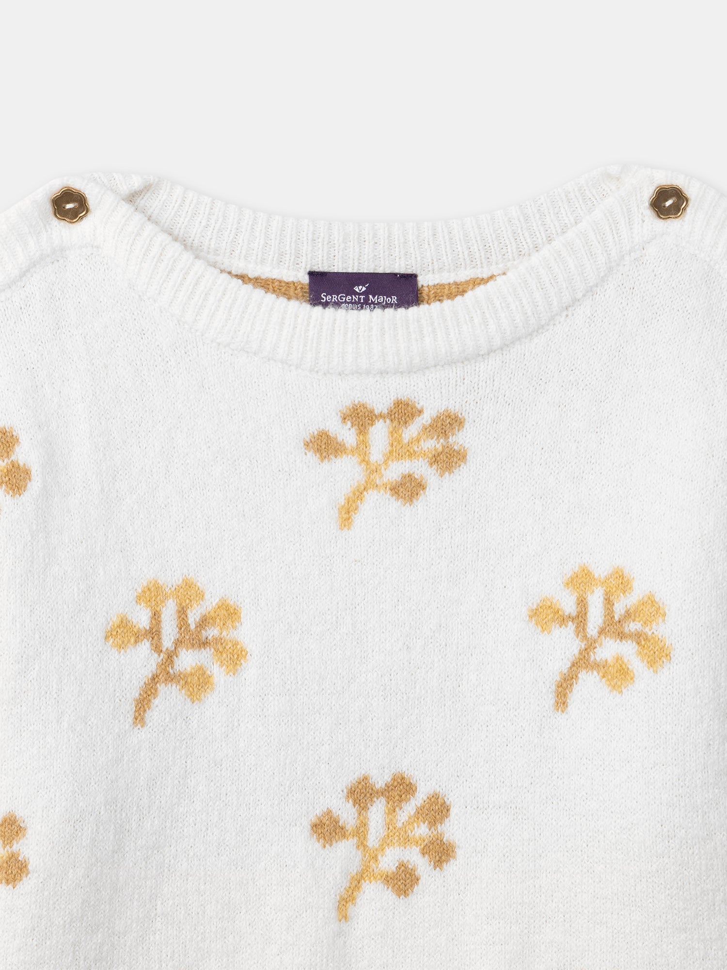 Pullover branco com padrões de flores amarelas para Menina