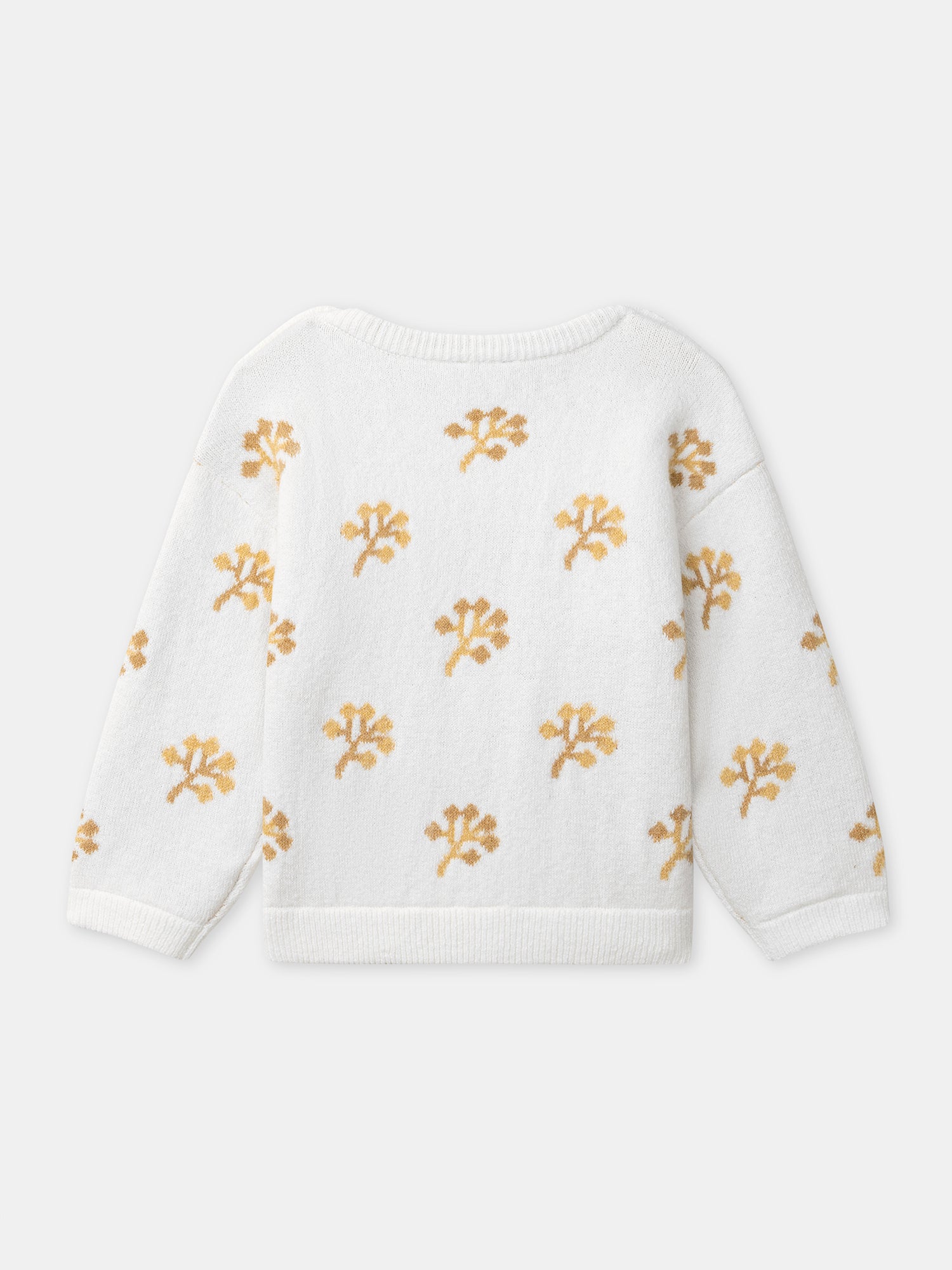 Pullover creme com padrão de flores amarelas para menina