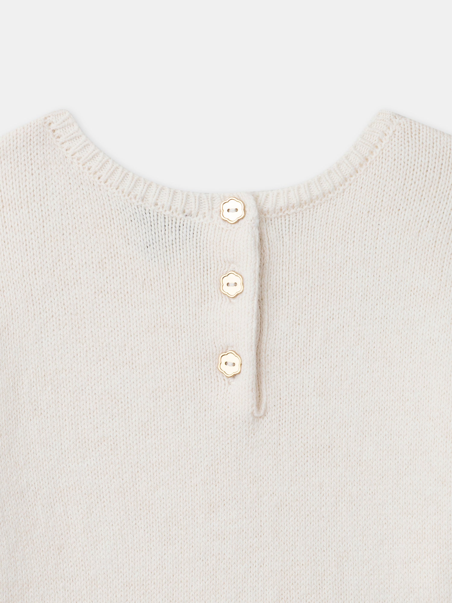 Vestido bicolor ecru com parte inferior estampada com flores para raparigas