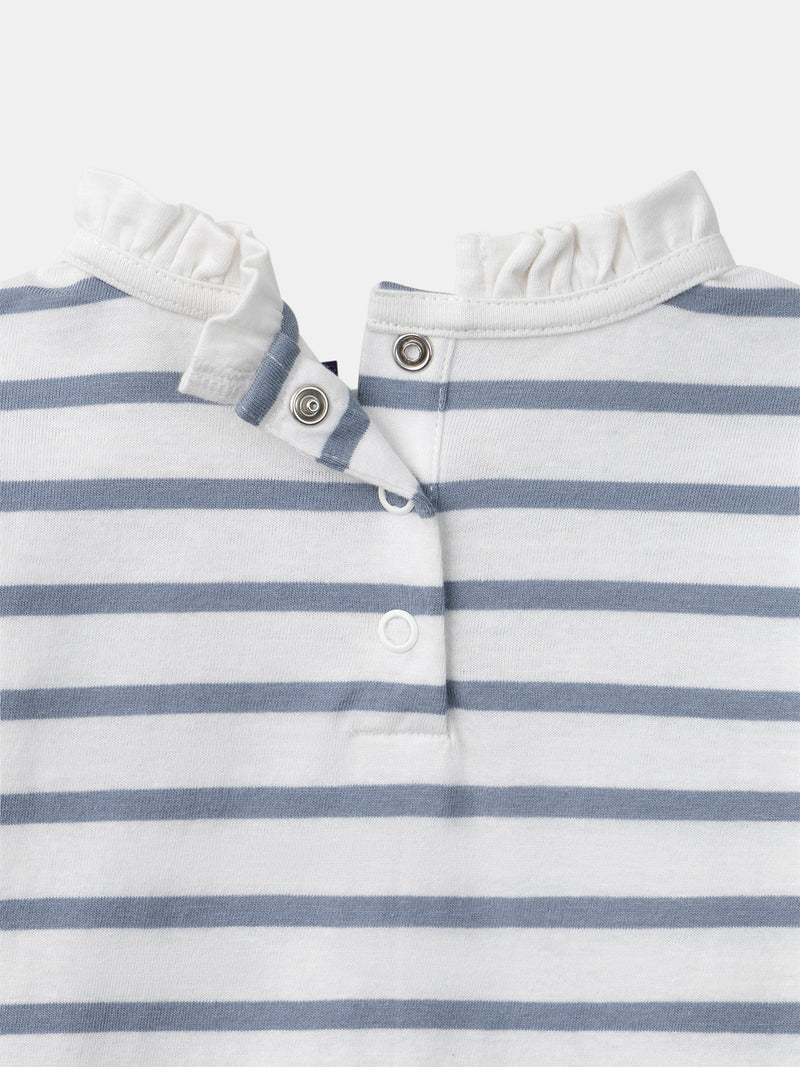 T-shirt à rayures bleues et manches longues Fille