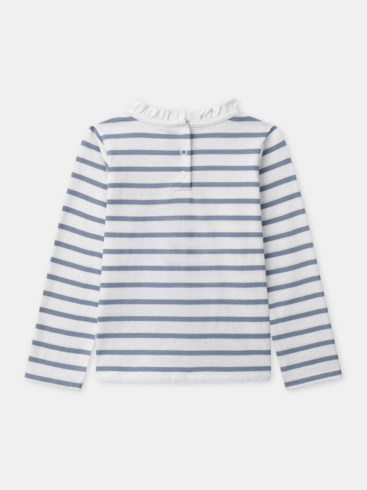 T-shirt de manga longa com riscas azuis para meninas