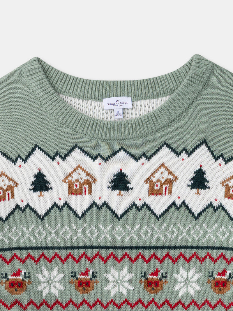 Pull de noël vert sauge Homme