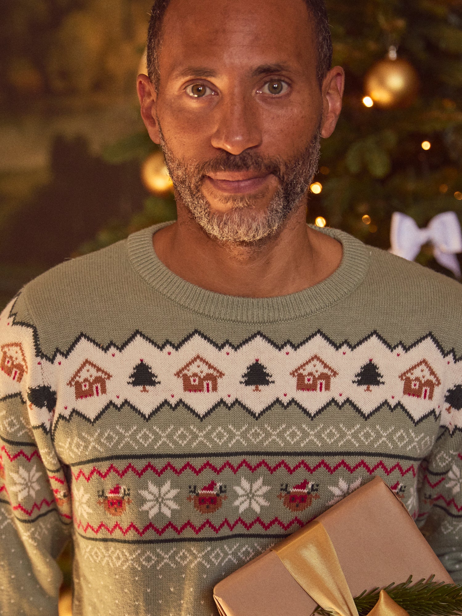 Suéter de Natal verde-sálvia para homens