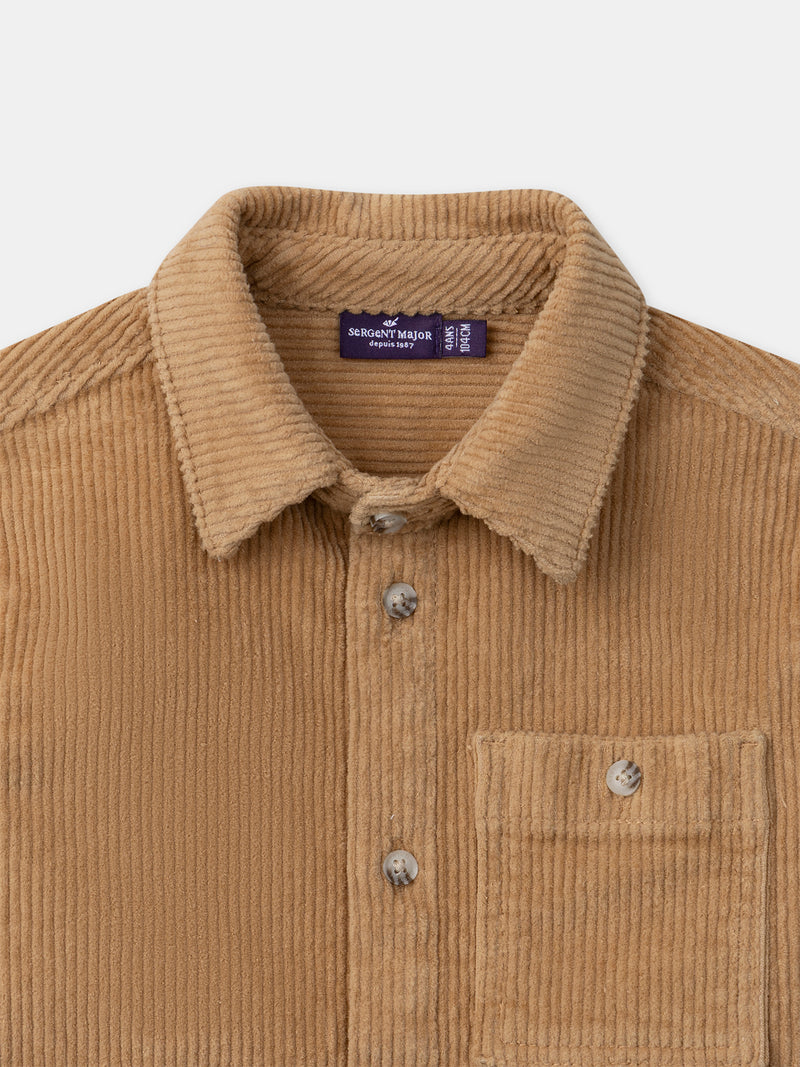 Camisa castanha de veludo para rapazes