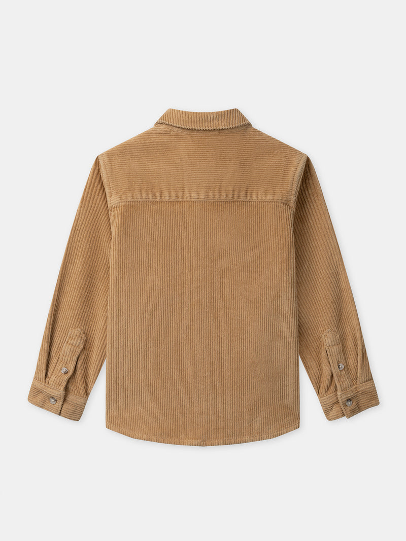 Camisa castanha de veludo para rapazes