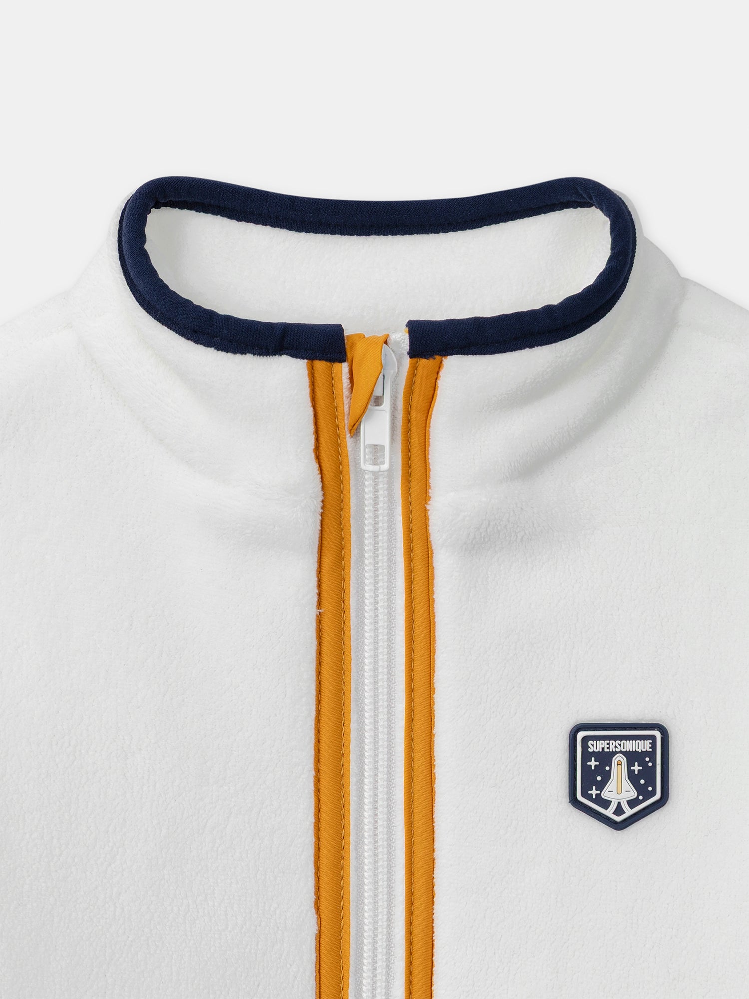 Colete branco com fecho de zip para meninos