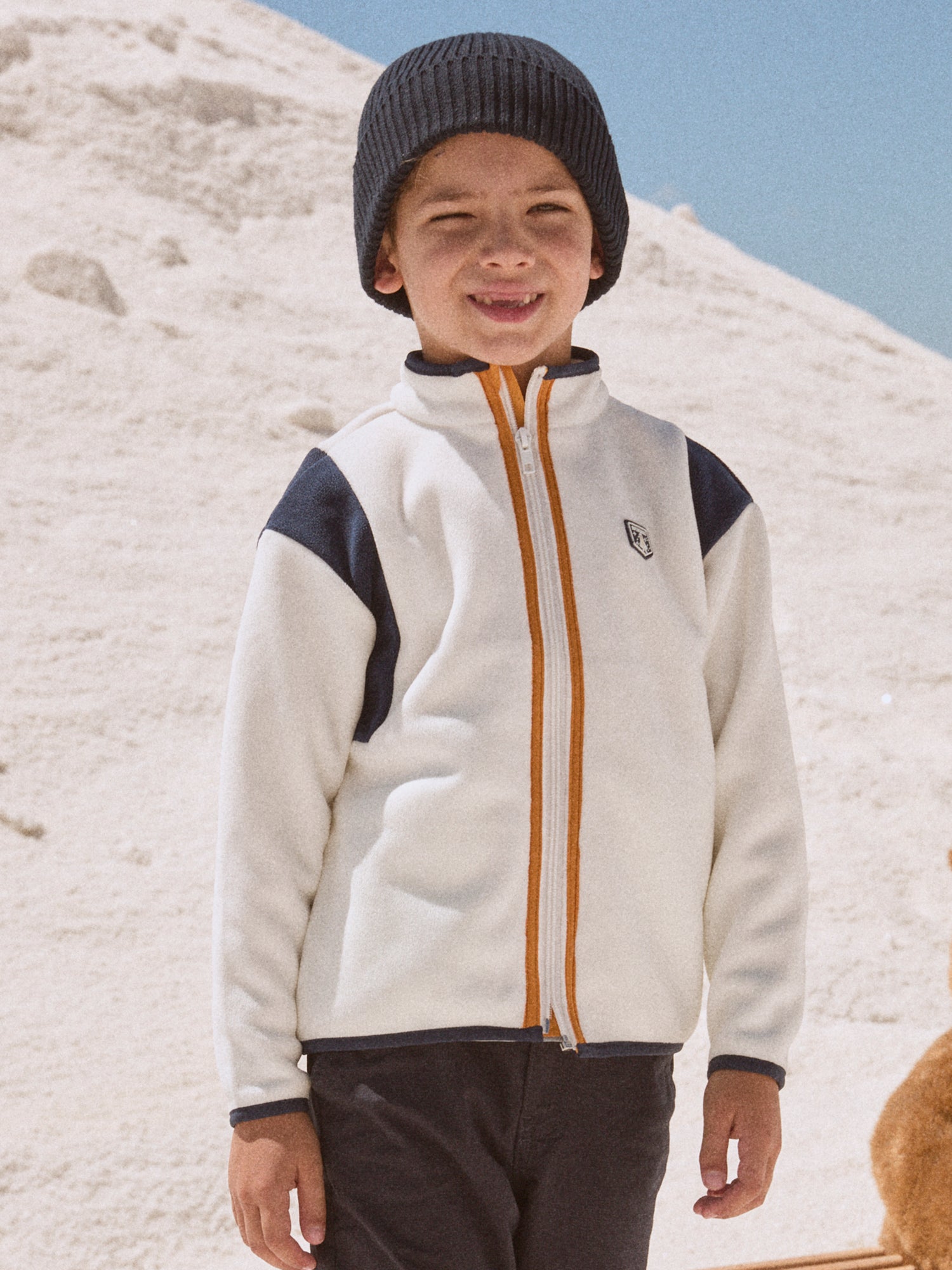 Colete branco com fecho de zip para meninos