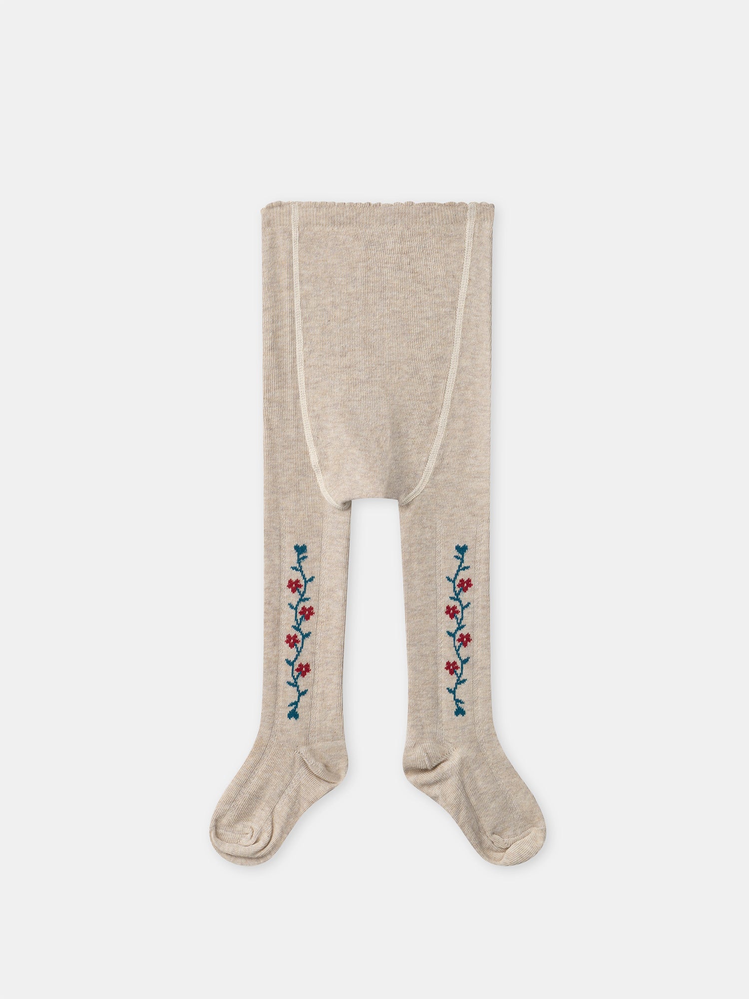 Collant bege com padrão floral para menina