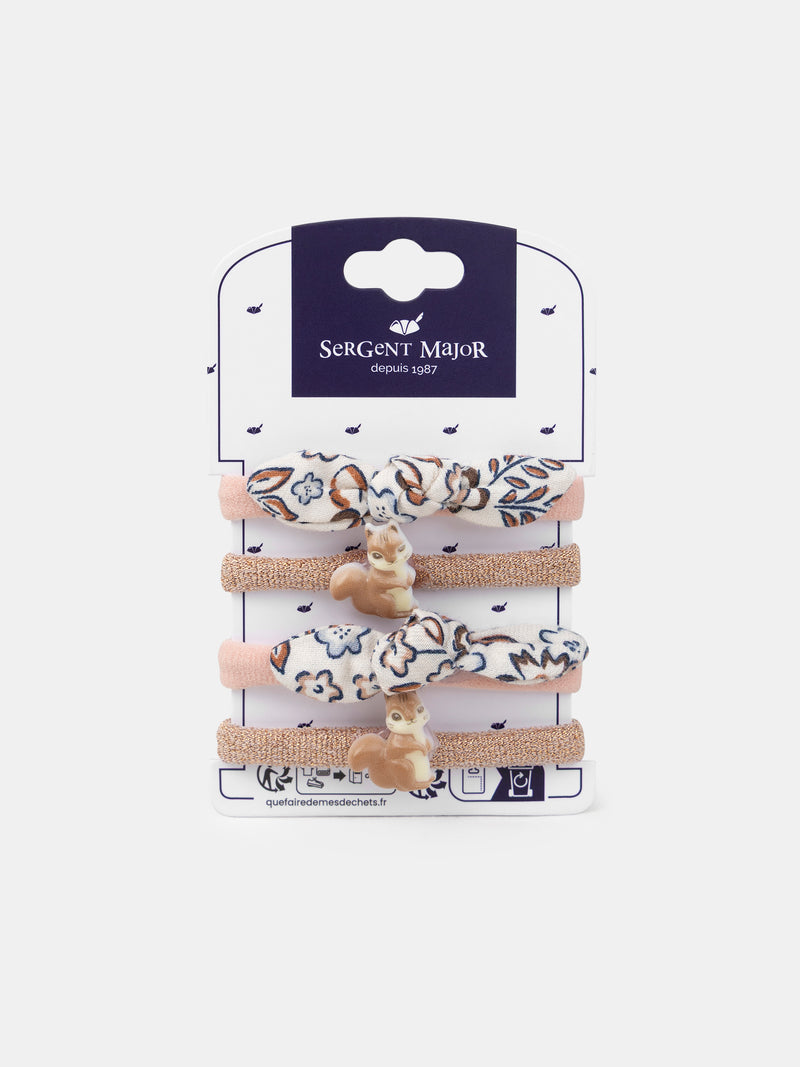 Conjunto de 2 pares de elásticos de esquilo ou estampados de flores para meninas