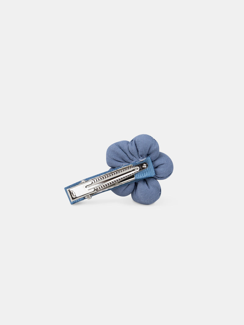 2 ganchos de cabelo azuis com flores para meninas
