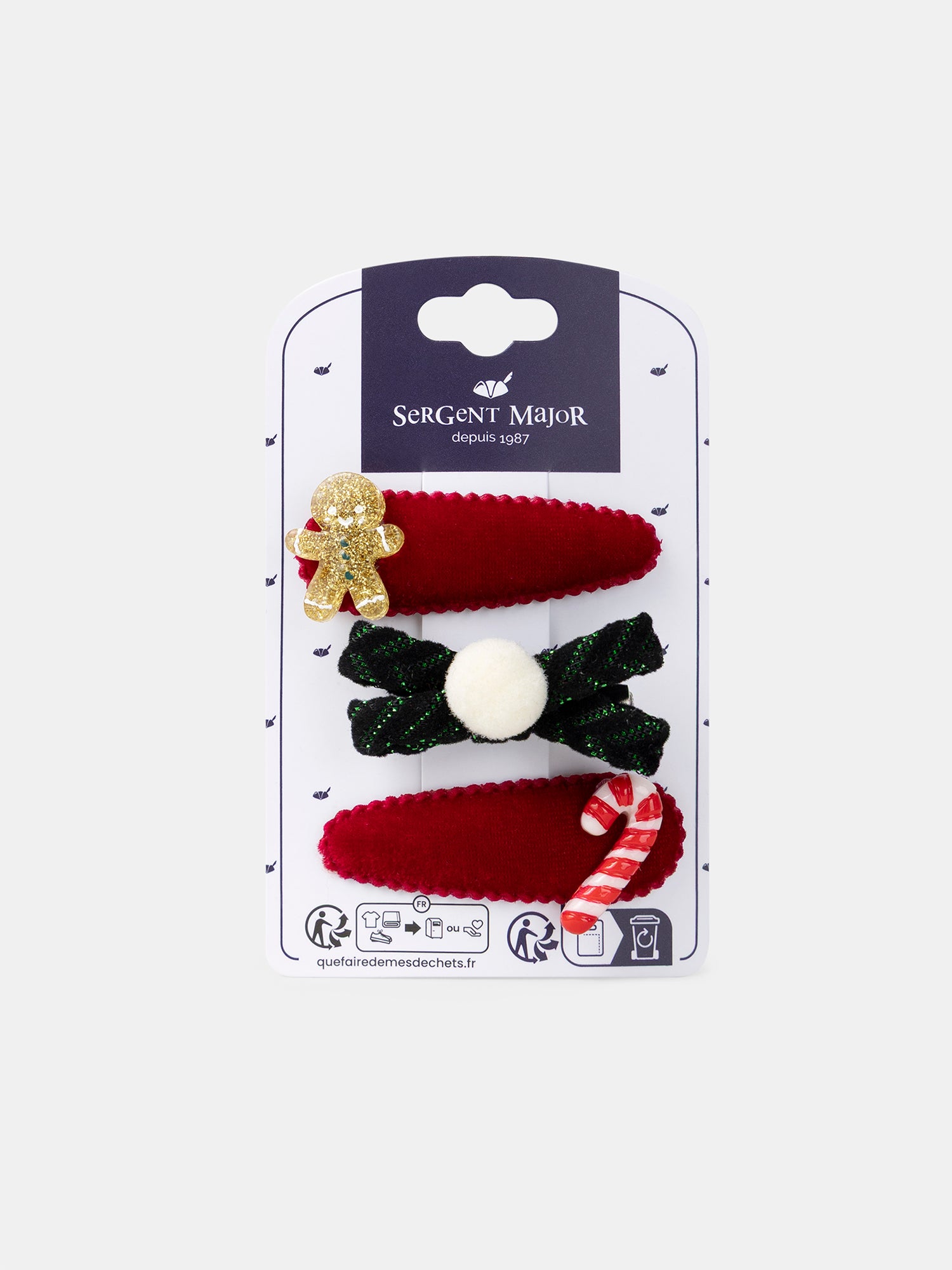 3 barrettes rouges et vertes noël Fille