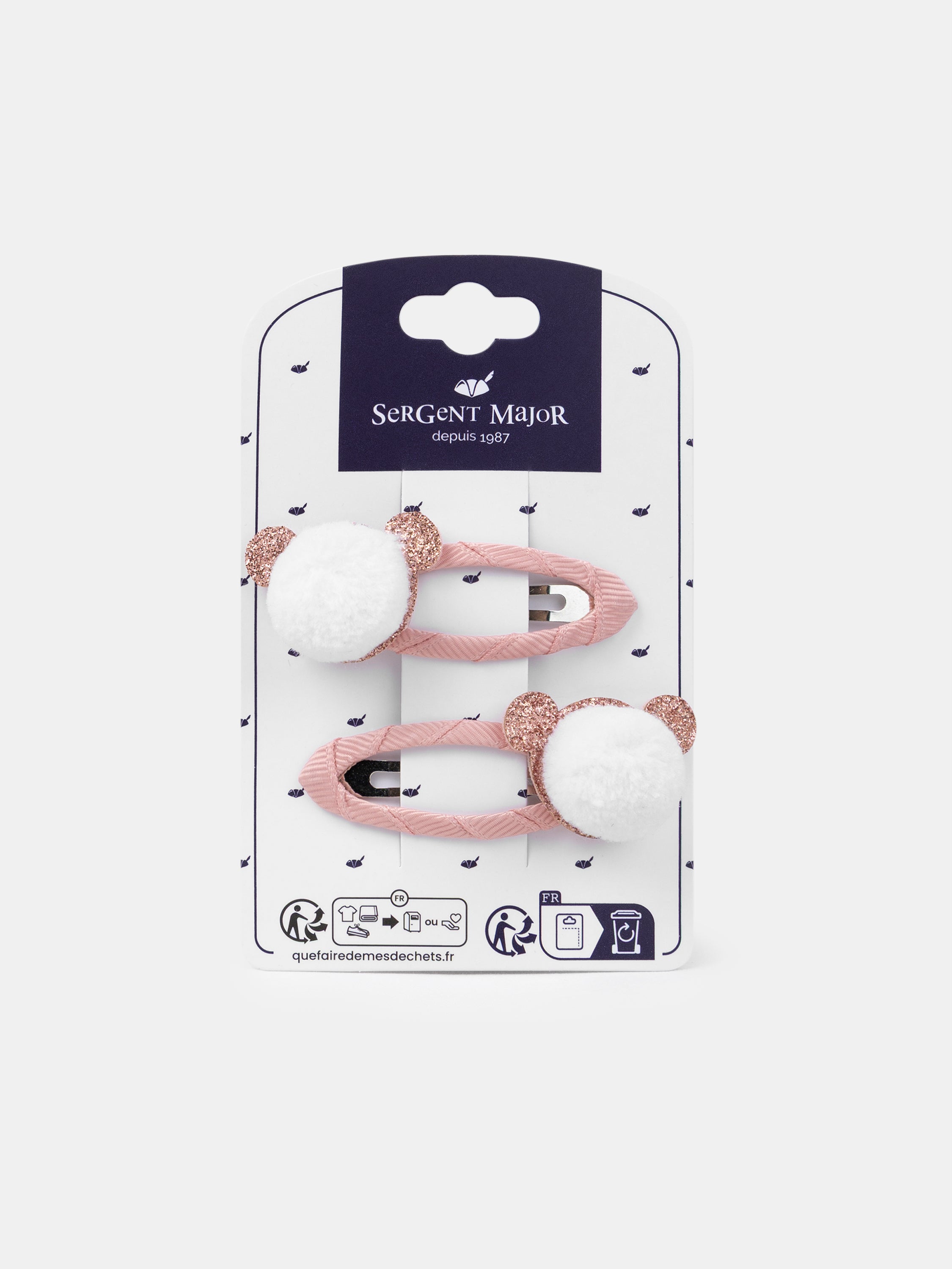 2 Clips Rosa Pom Pom Urso para Meninas