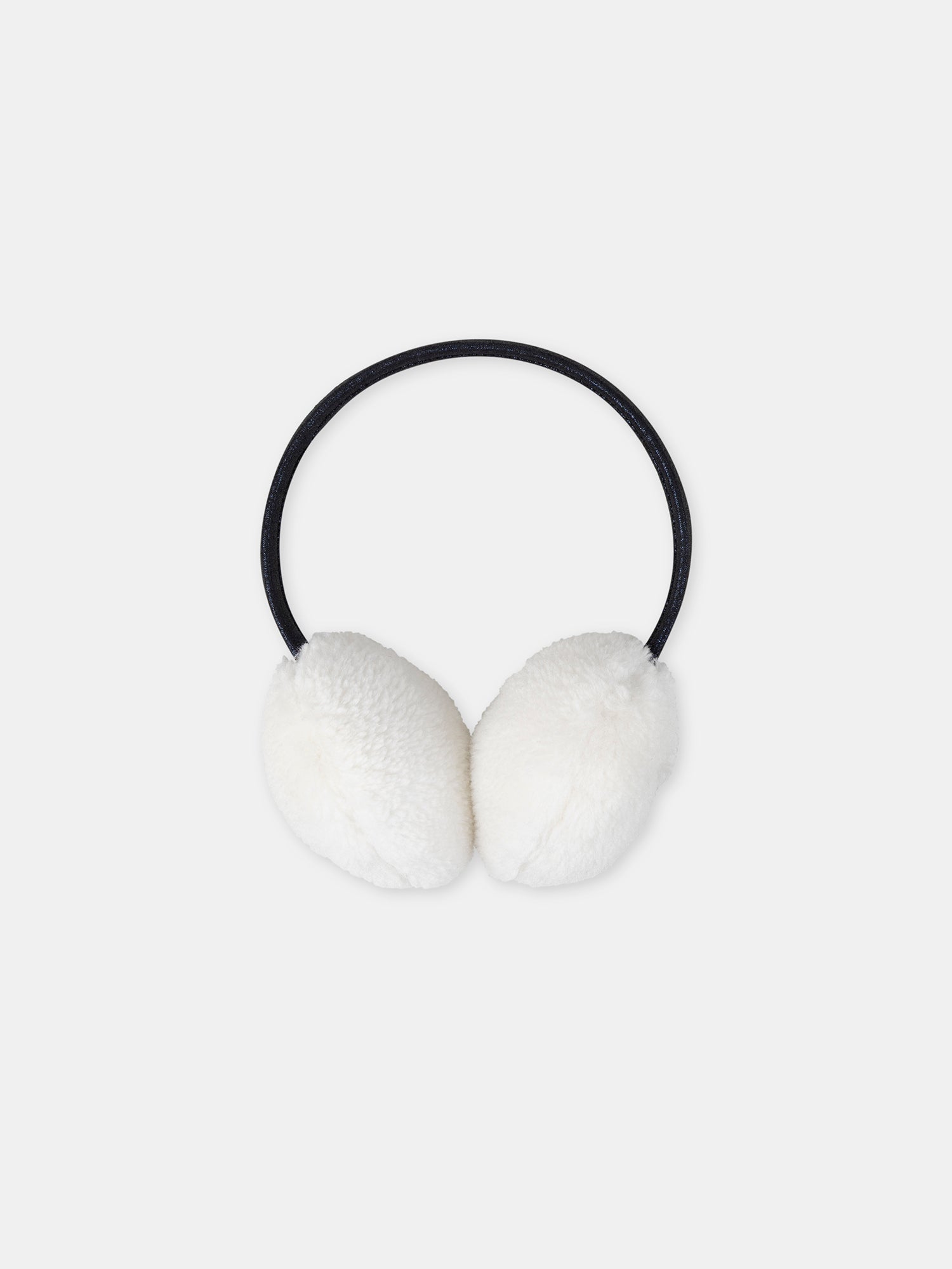 Orelhas Aquecedoras Ecru com Bordado de Cão para Meninas