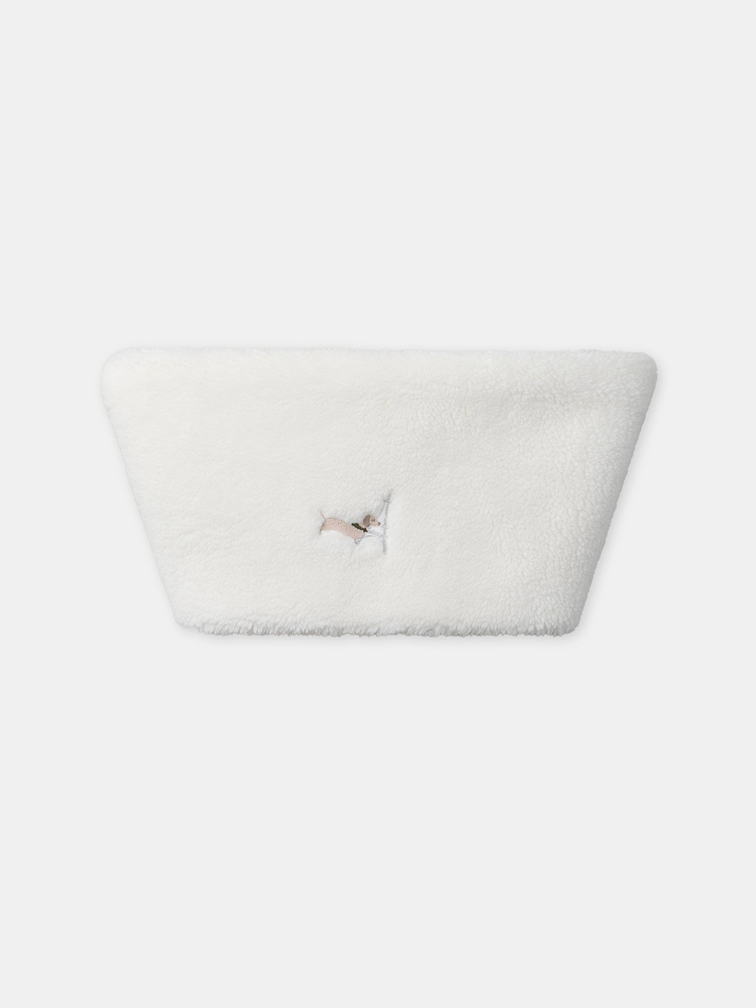Snood branco com bordado de cão para meninas